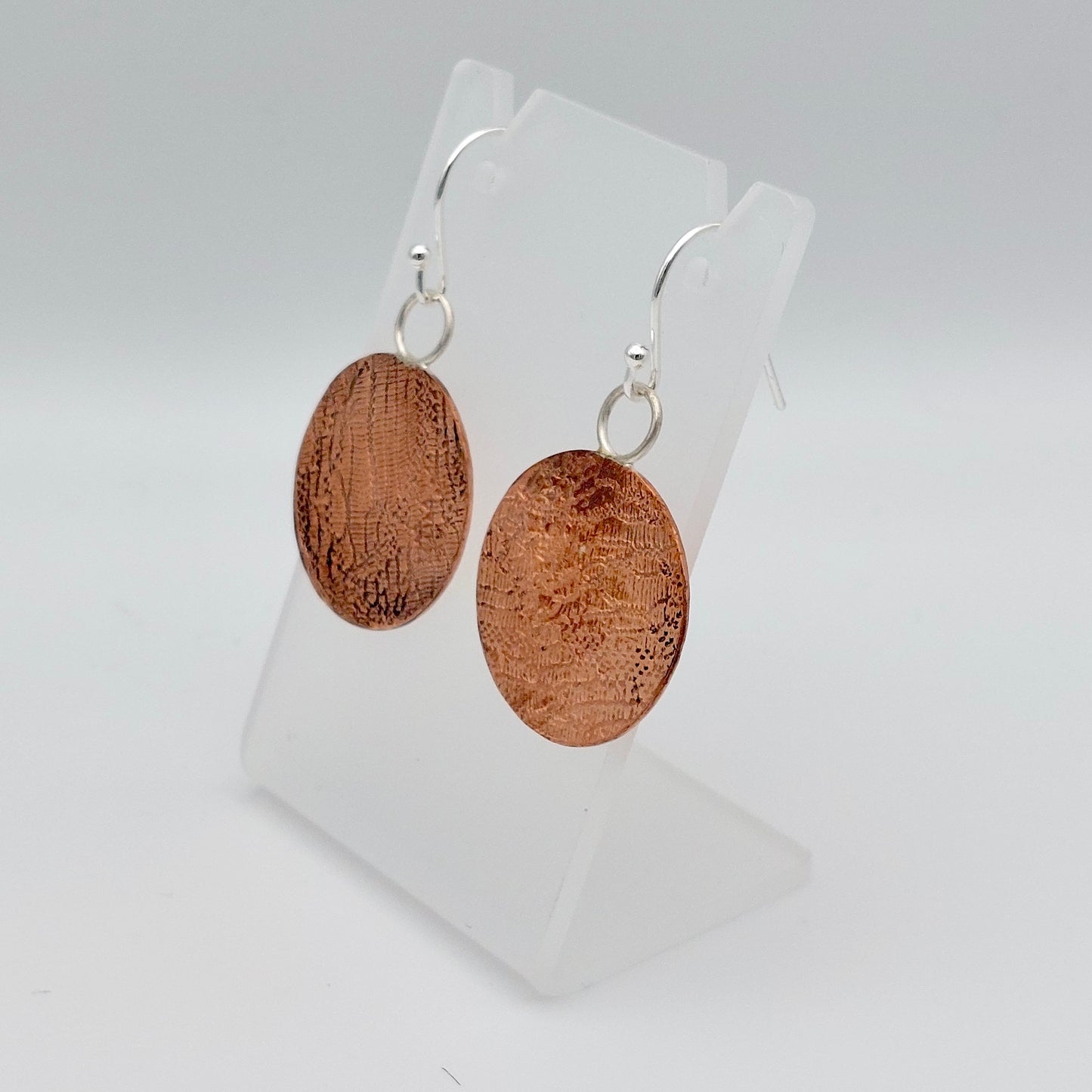 Snakeskin Textured Copper Earrings