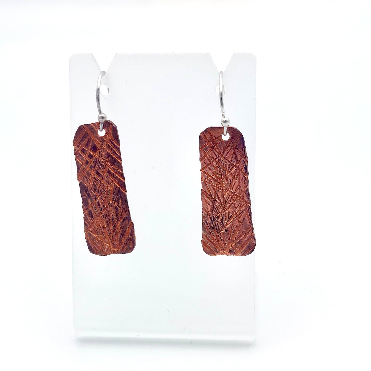 Crosshatch Textured Copper Earrings
