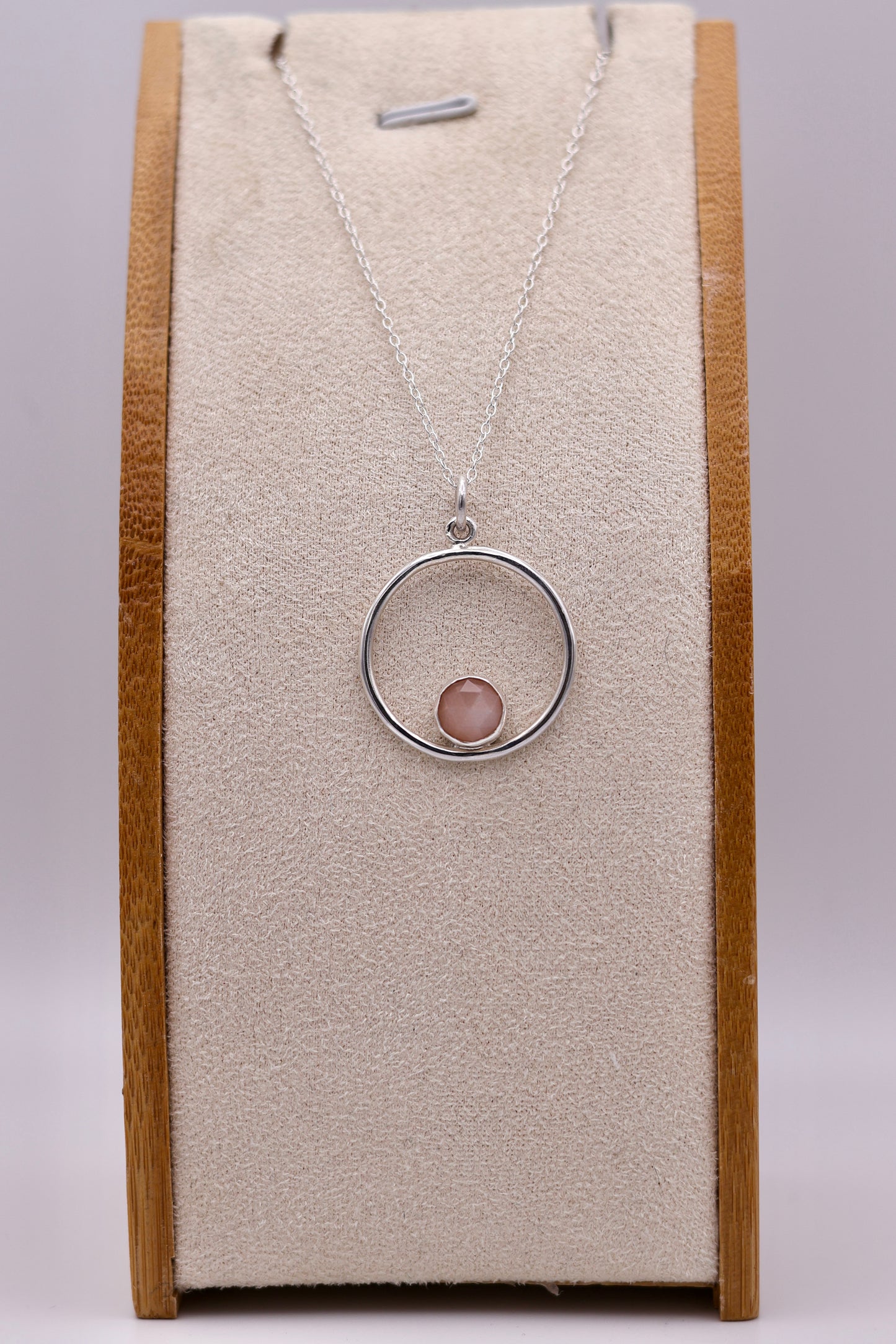 Sterling Silver and Peach Moonstone Pendant