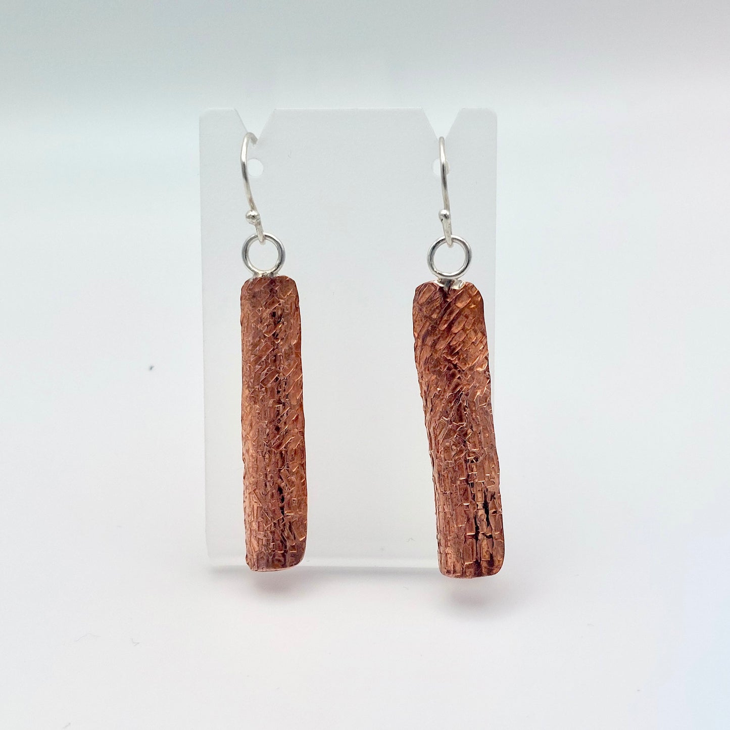 Curved and Textured Copper Earrings