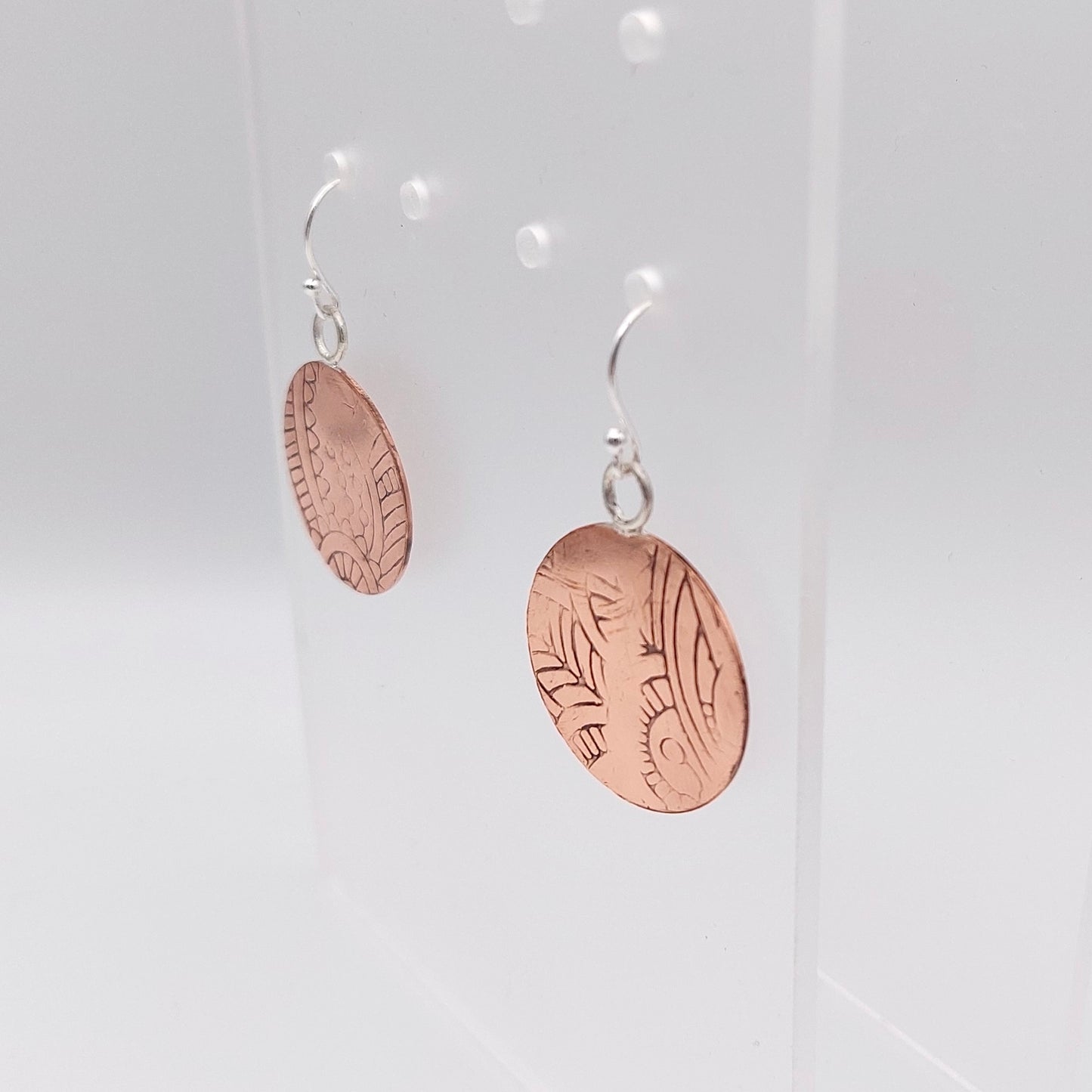 Mandala Textured Copper Earrings