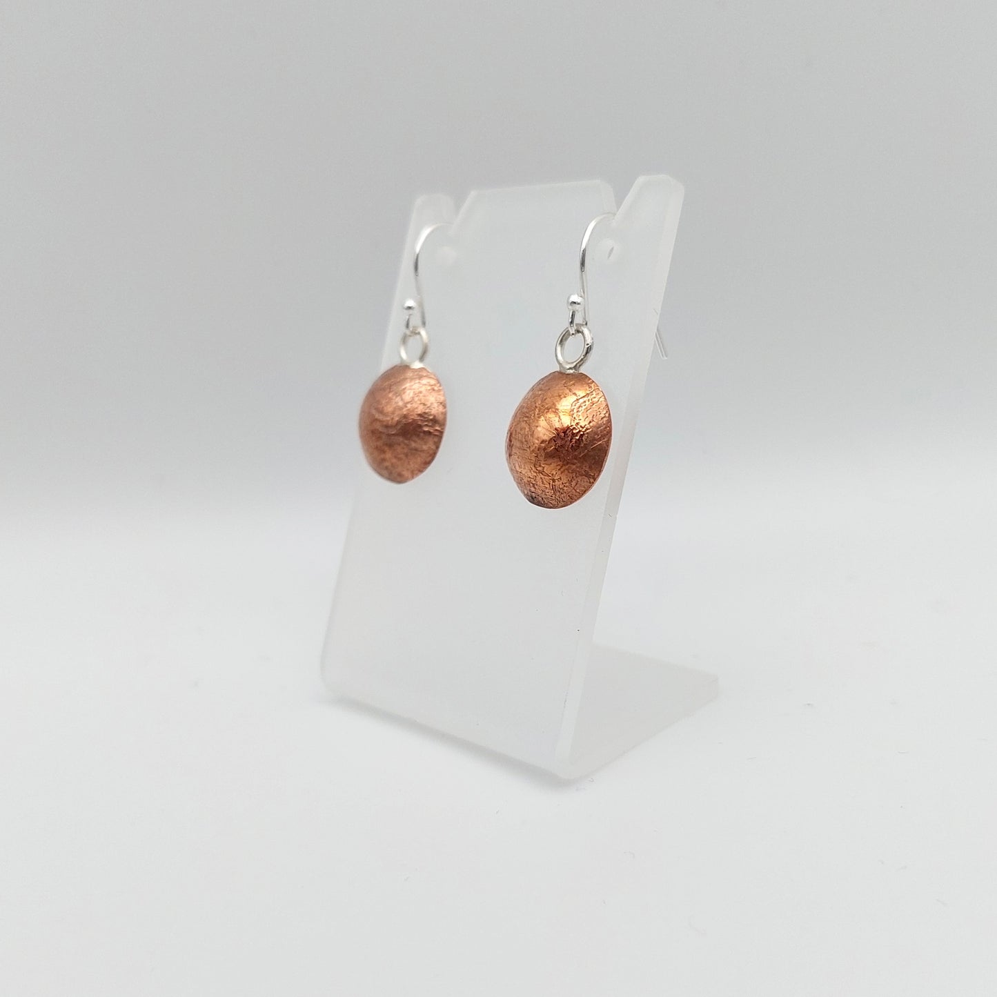 Domed Abstract Texture Copper Earrings