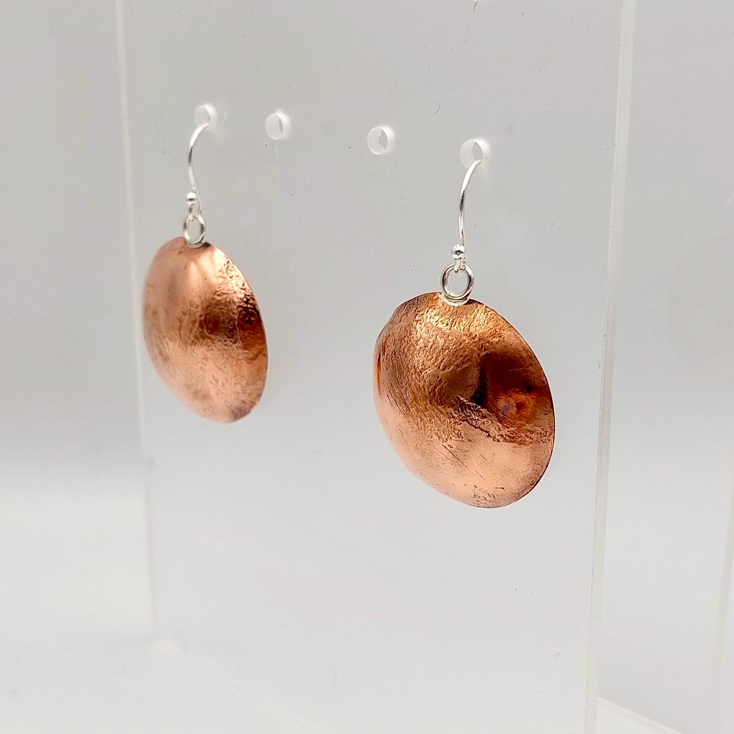 Domed Copper Planet Earrings