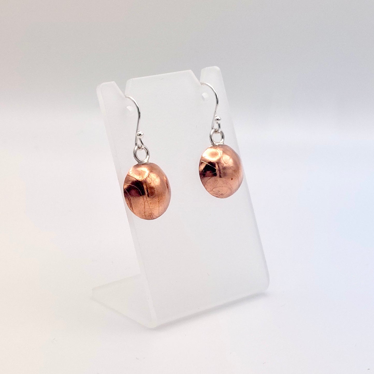 Domed Floral Pattern Copper Earrings