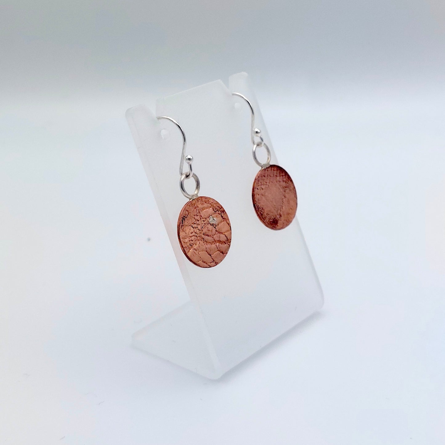 Snakeskin Style Textured Copper Earrings