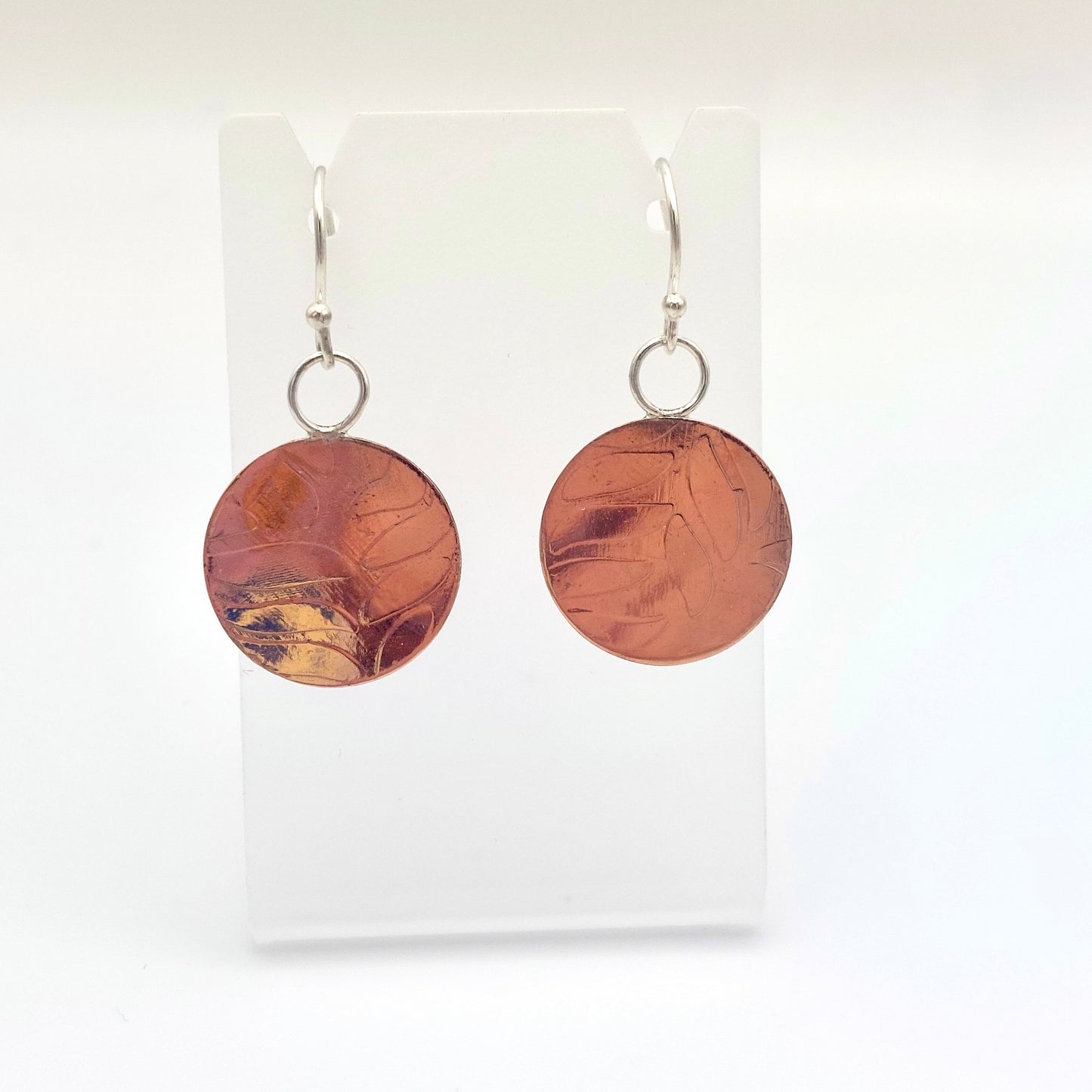 Leaf Textured Copper Earrings