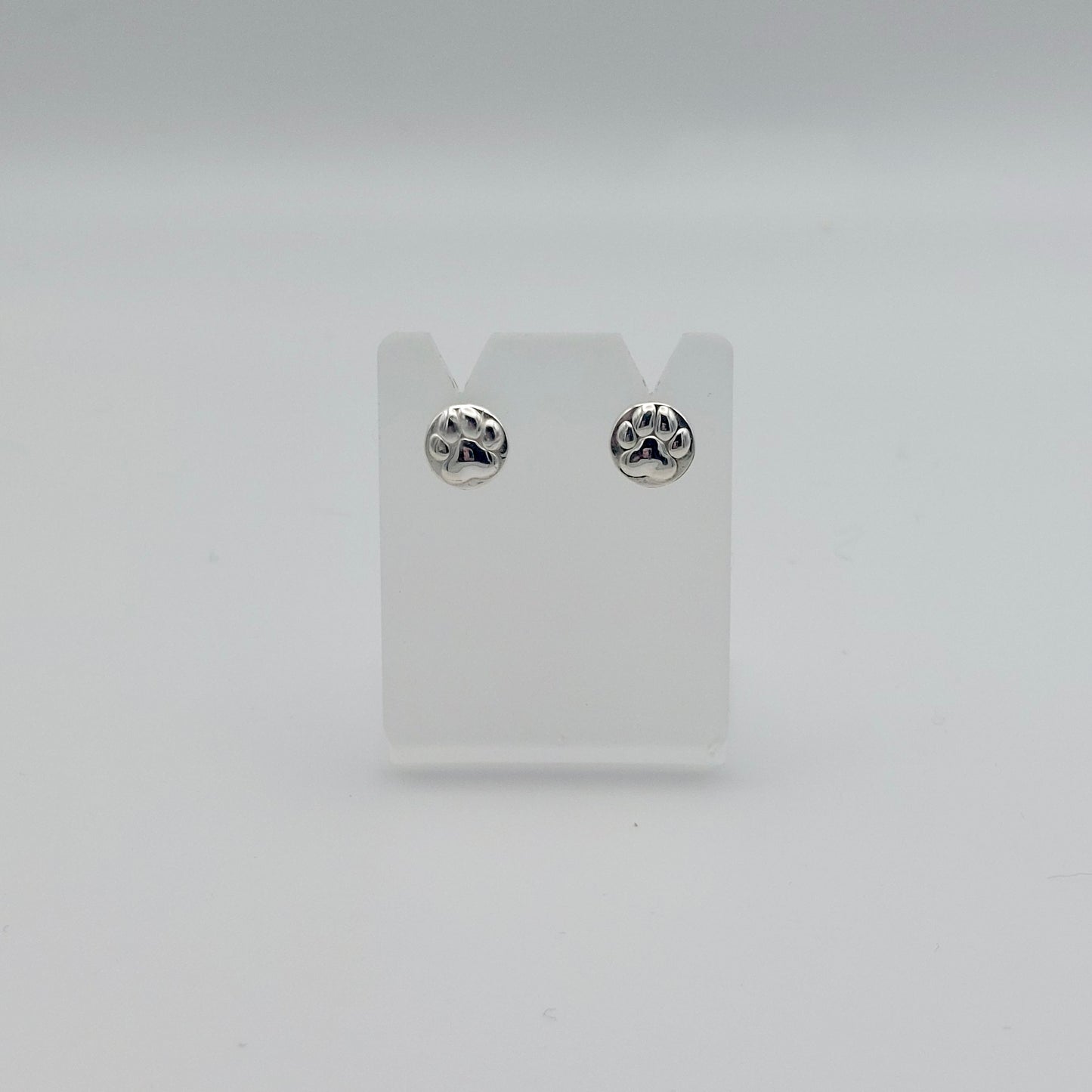 Silver Paw Print Stud Earrings