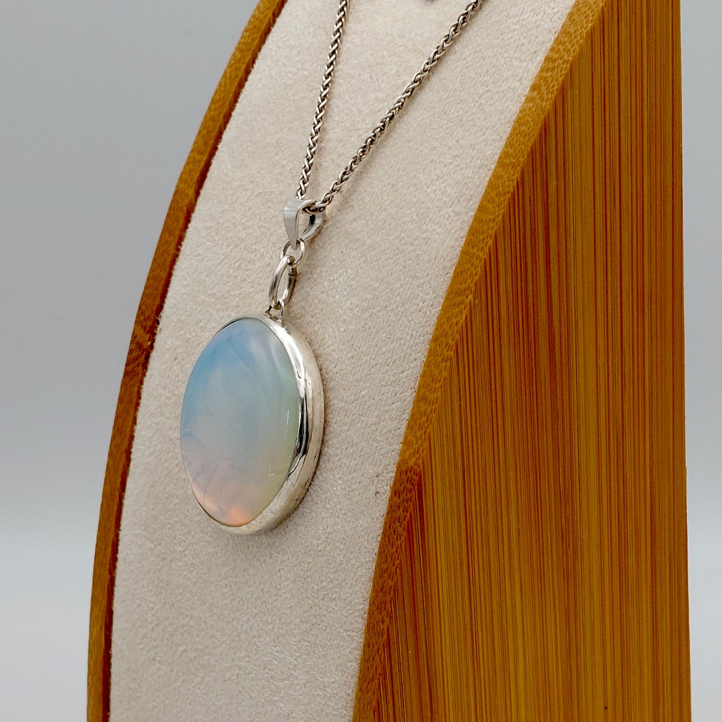 Opalite Pendant and Silver Earrings Set
