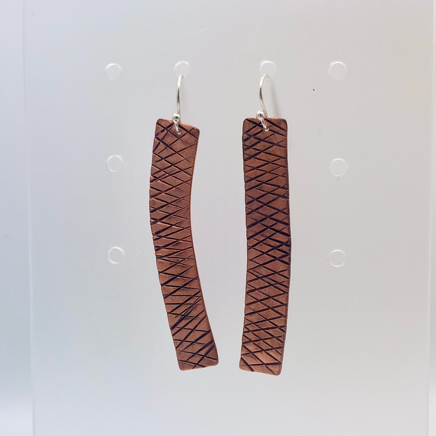 Criss-Cross Pattern Copper Earrings