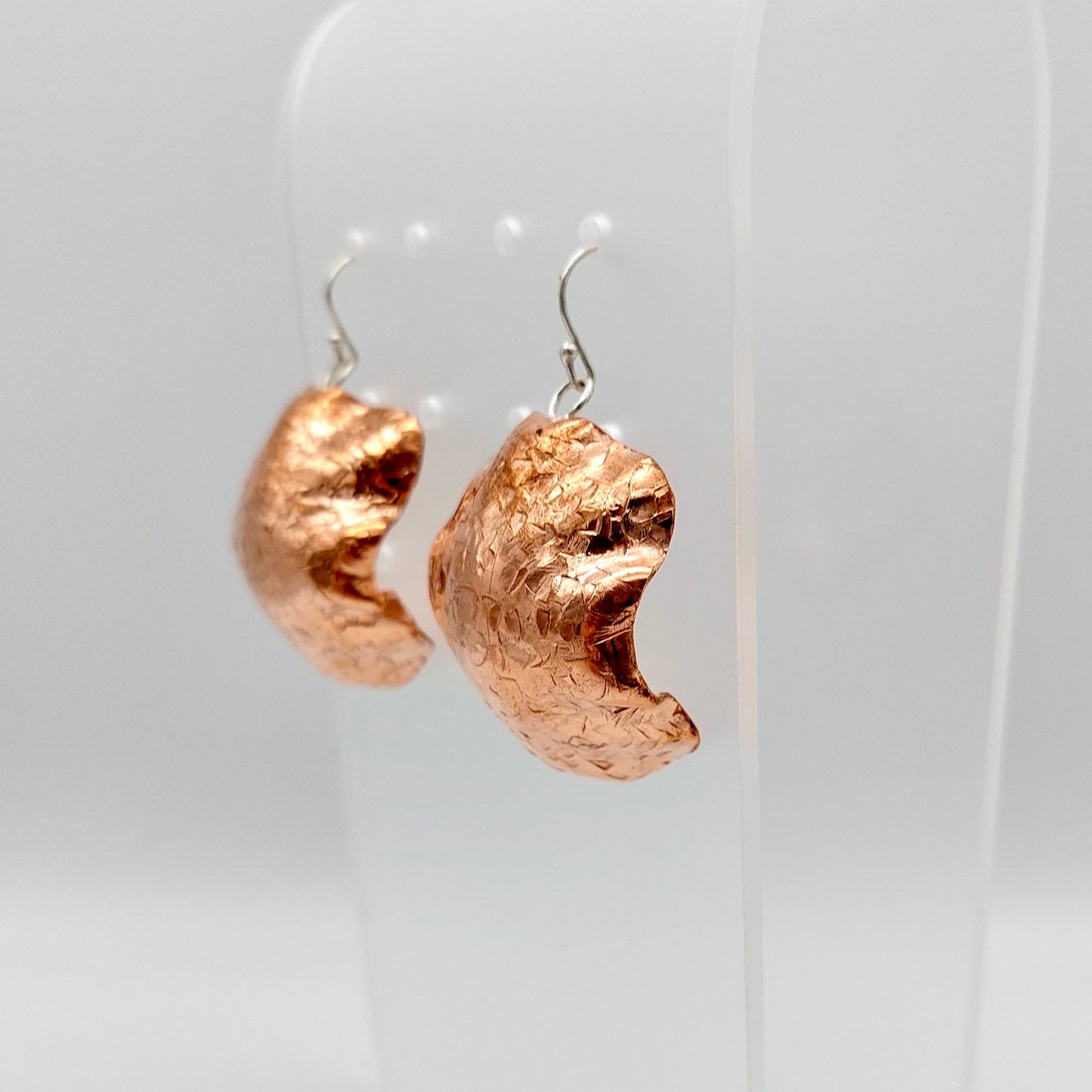 Large Abstract Copper Earrings