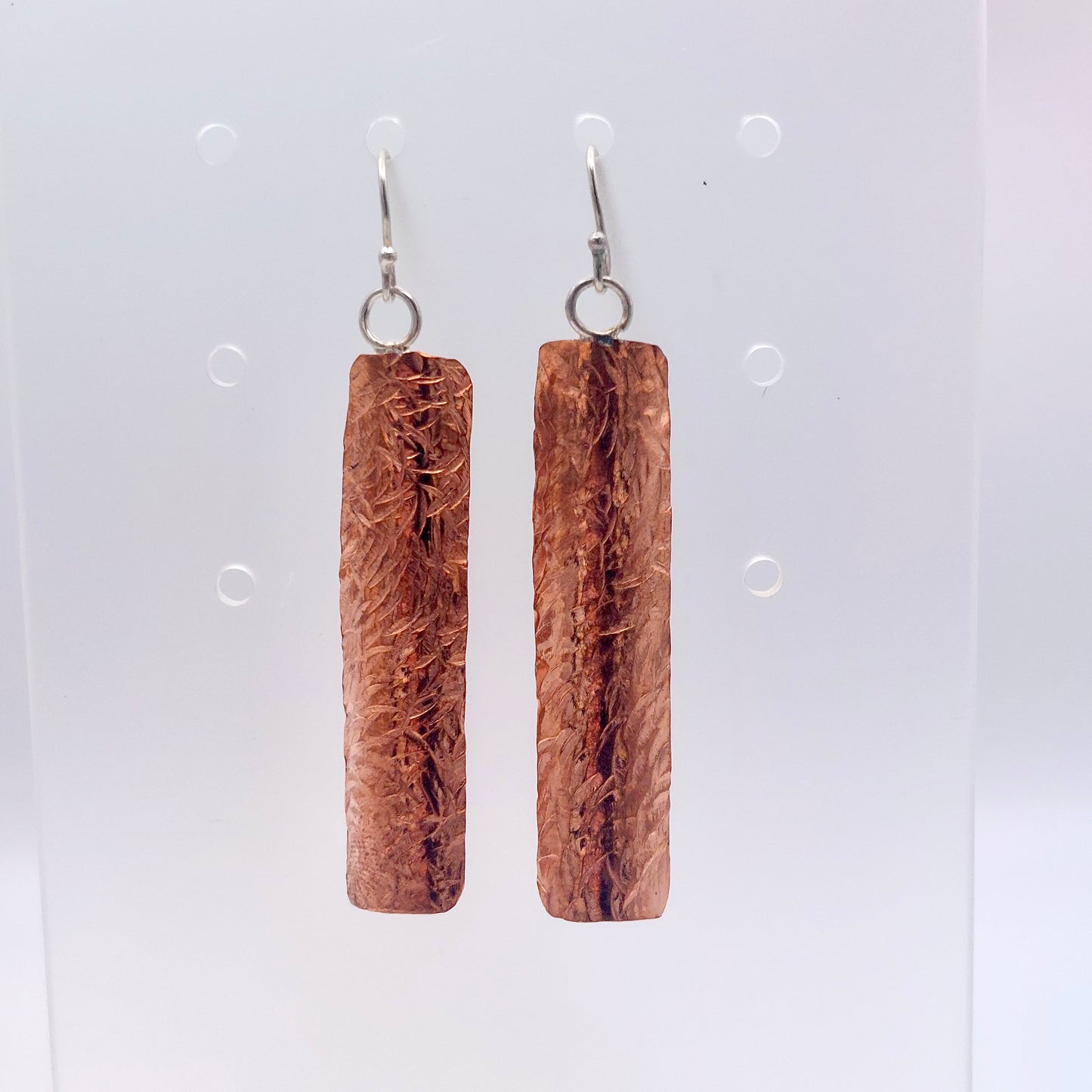Curved and Textured Copper Earrings
