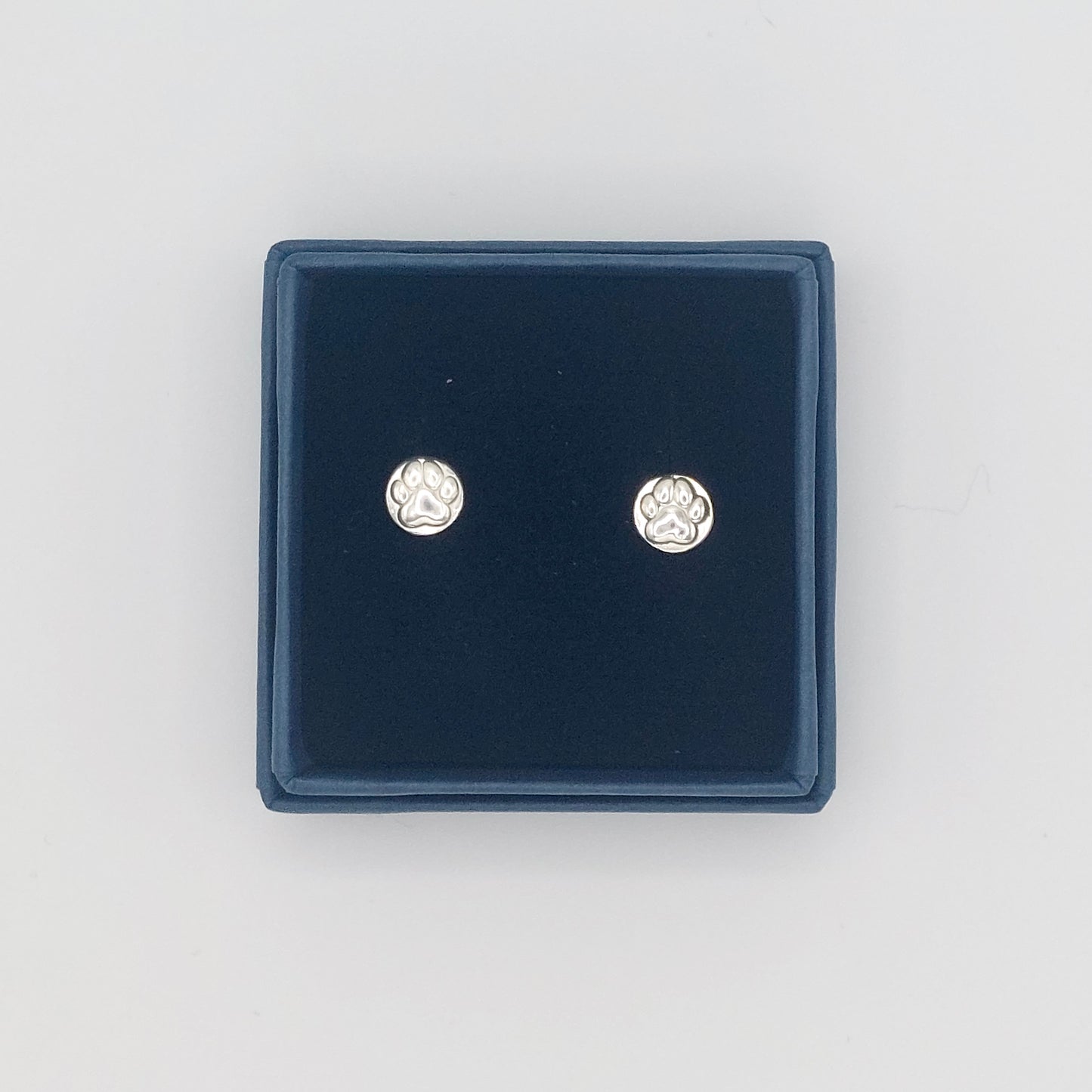 Silver Paw Print Stud Earrings