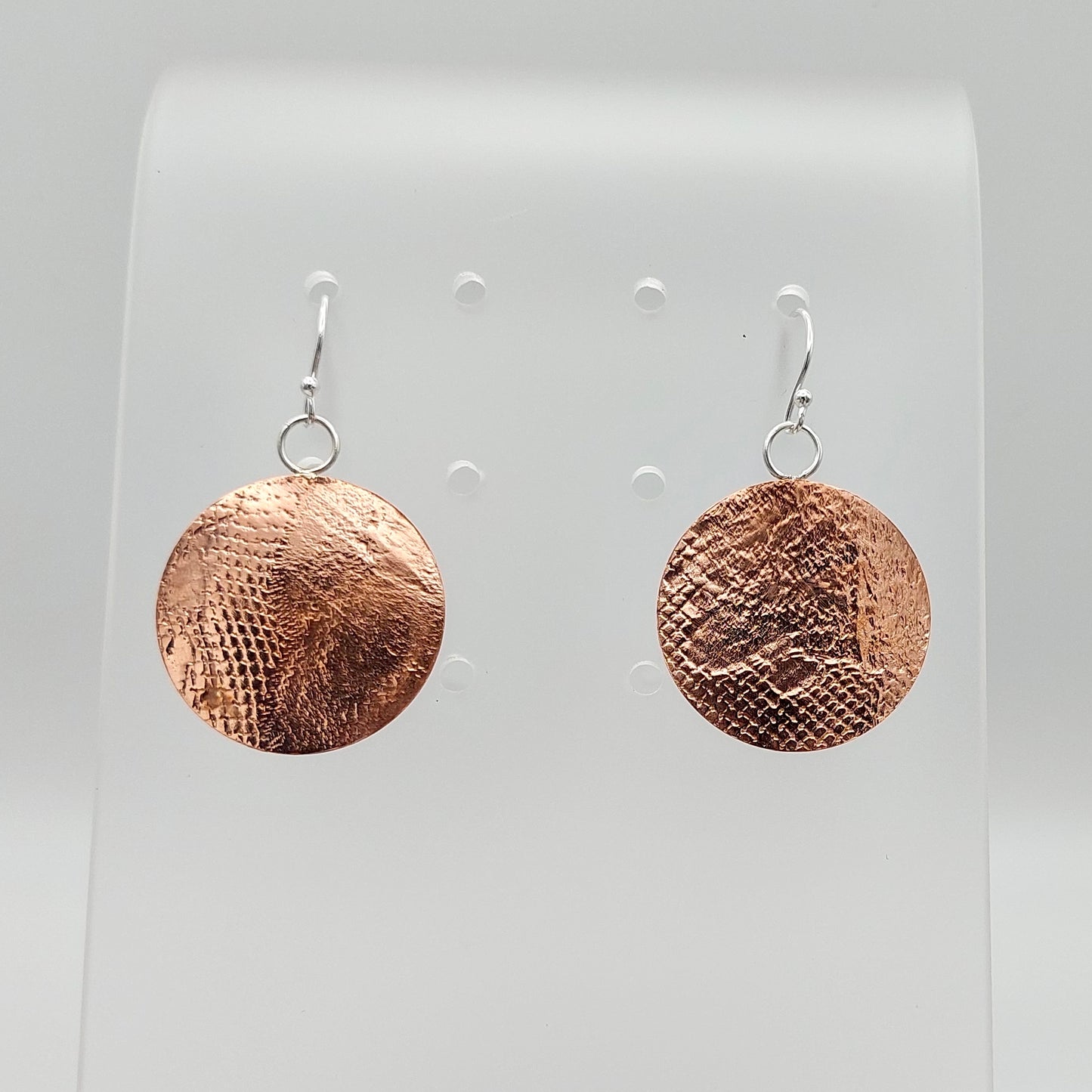 Snakeskin Textured Copper Earrings