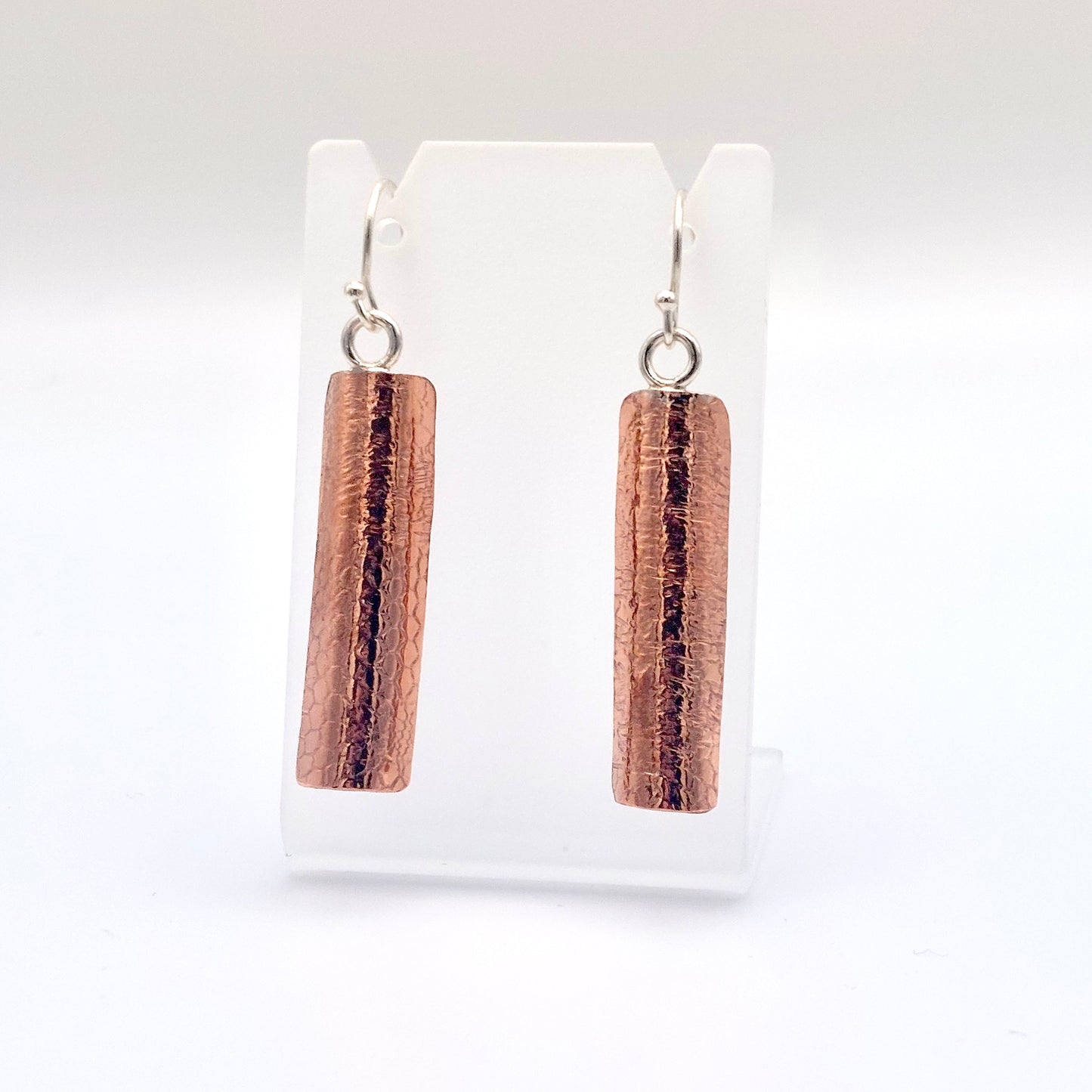 Curved and Textured Copper Earrings