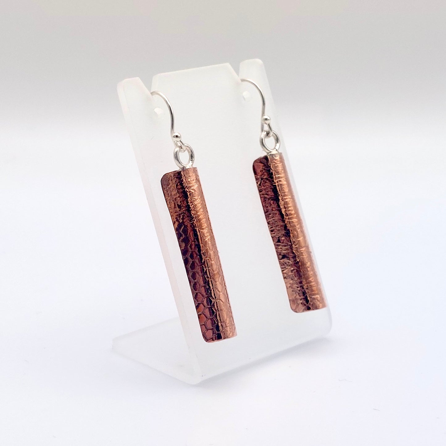 Curved and Textured Copper Earrings