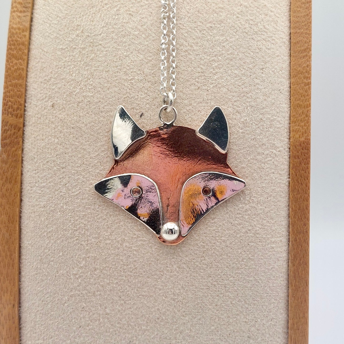 Fox Pendant - Copper & Sterling Silver