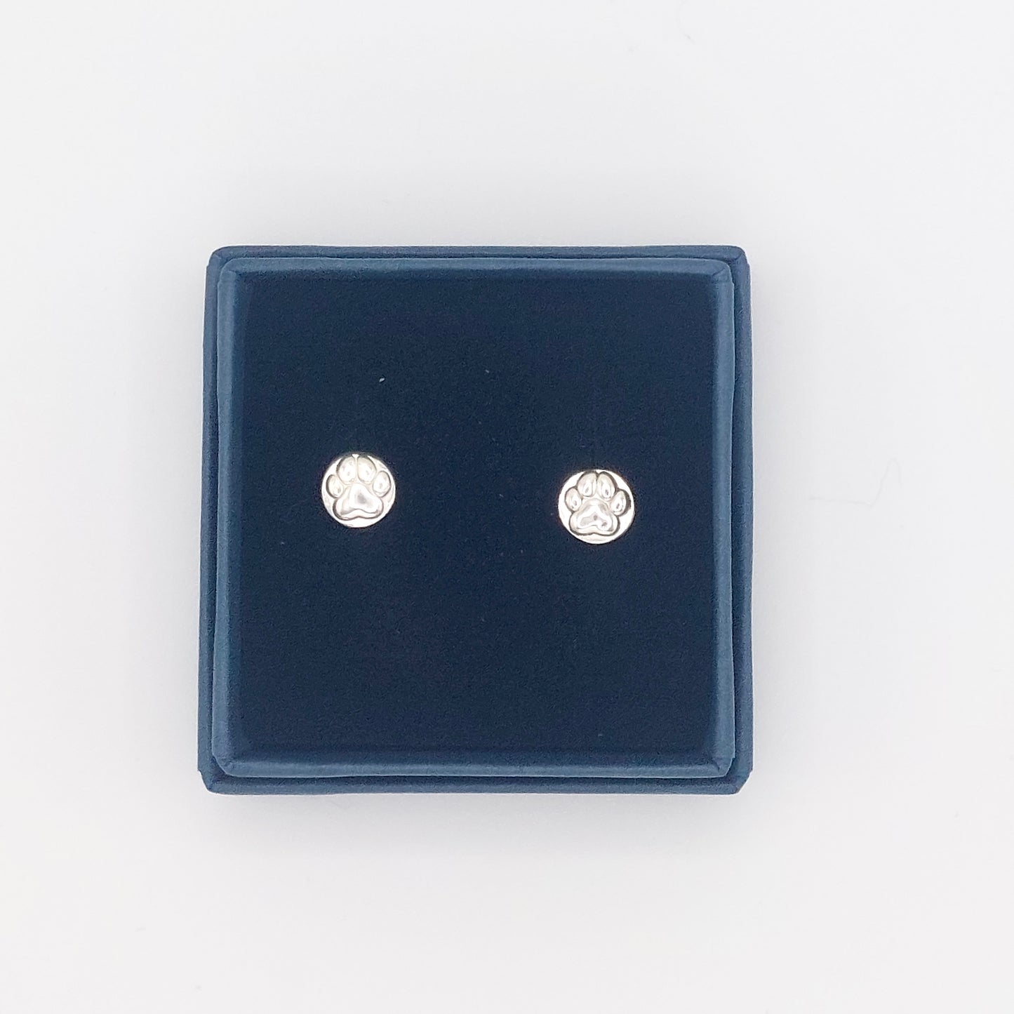 Silver Paw Print Stud Earrings