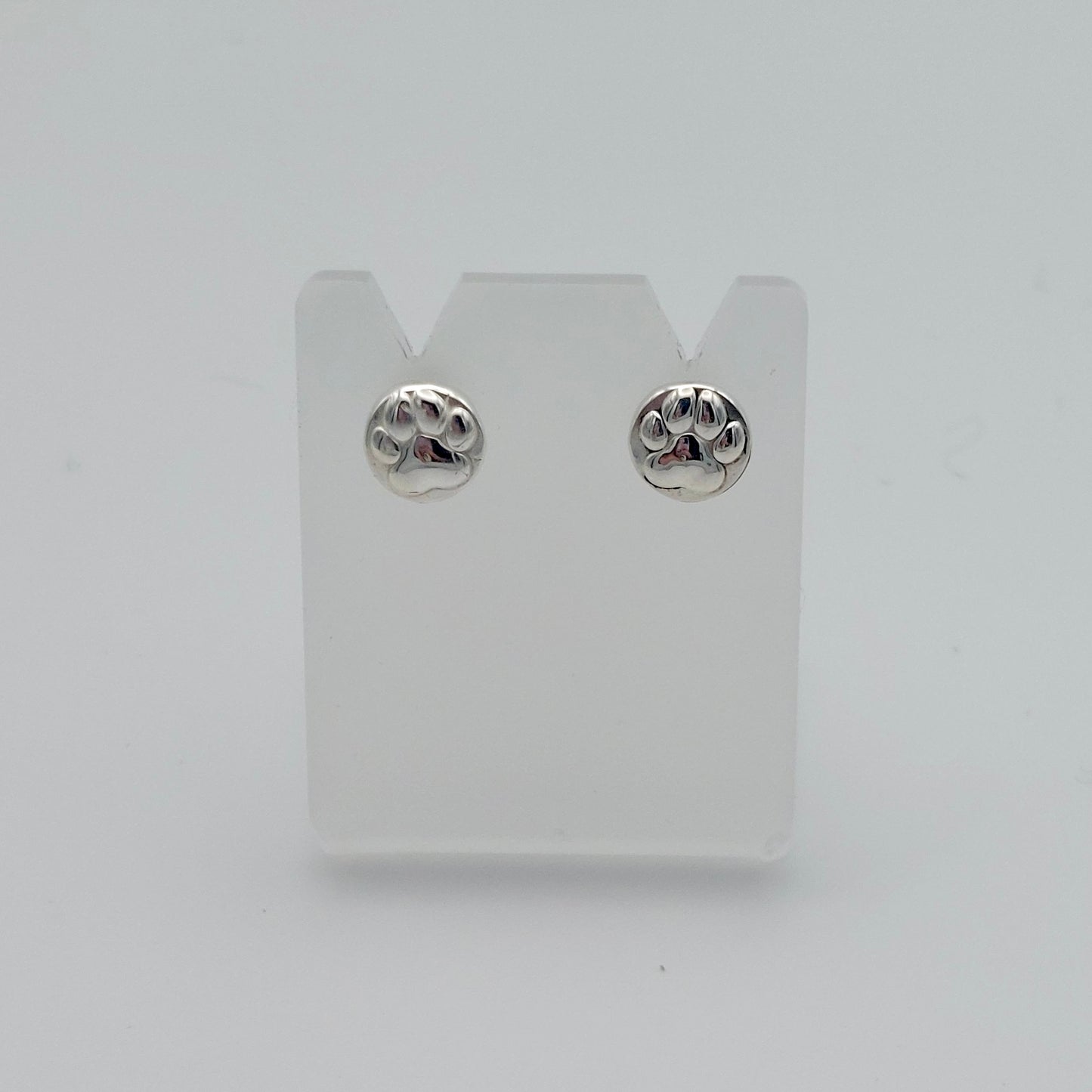 Silver Paw Print Stud Earrings