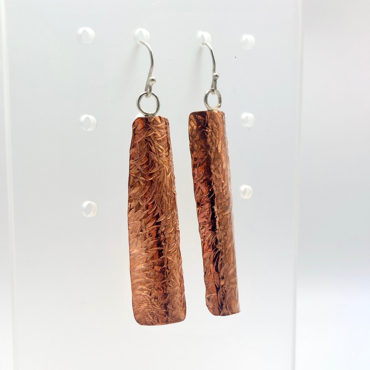Curved and Textured Copper Earrings