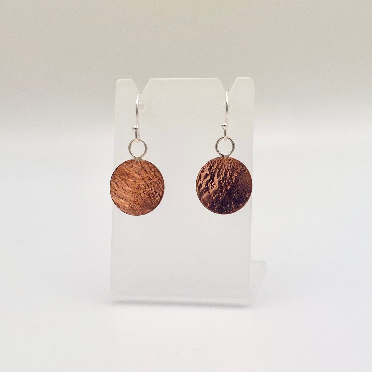Flat Disc Textured Copper Earrings