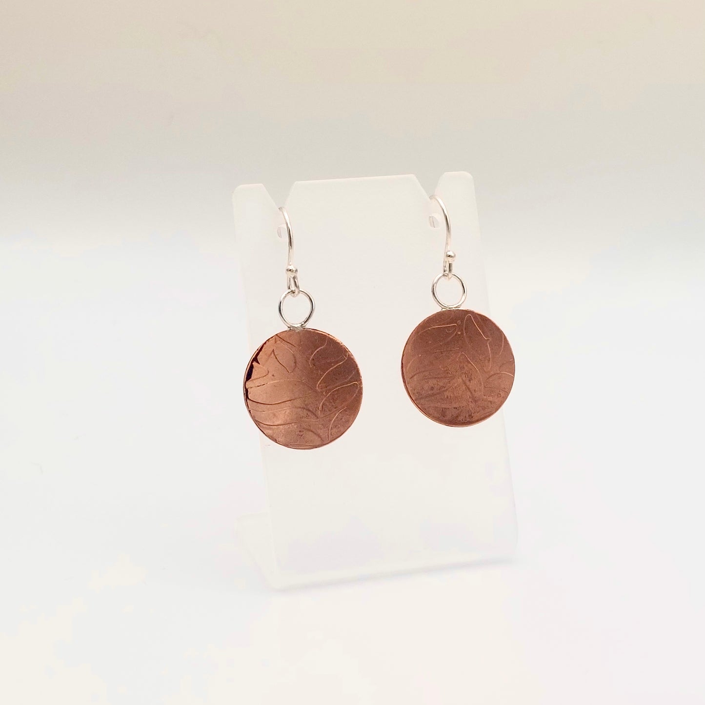 Leaf Textured Copper Earrings