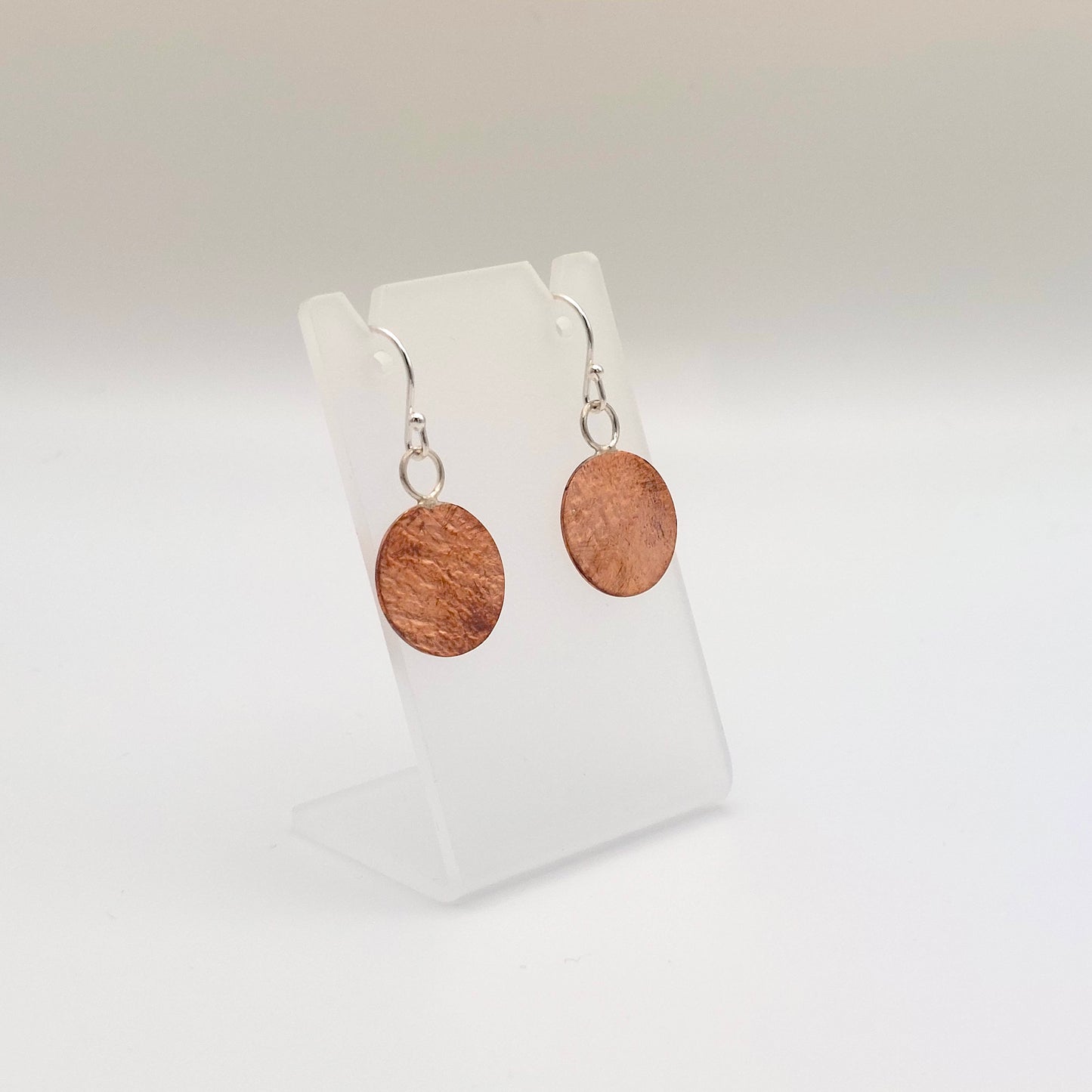 Flat Disc Textured Copper Earrings