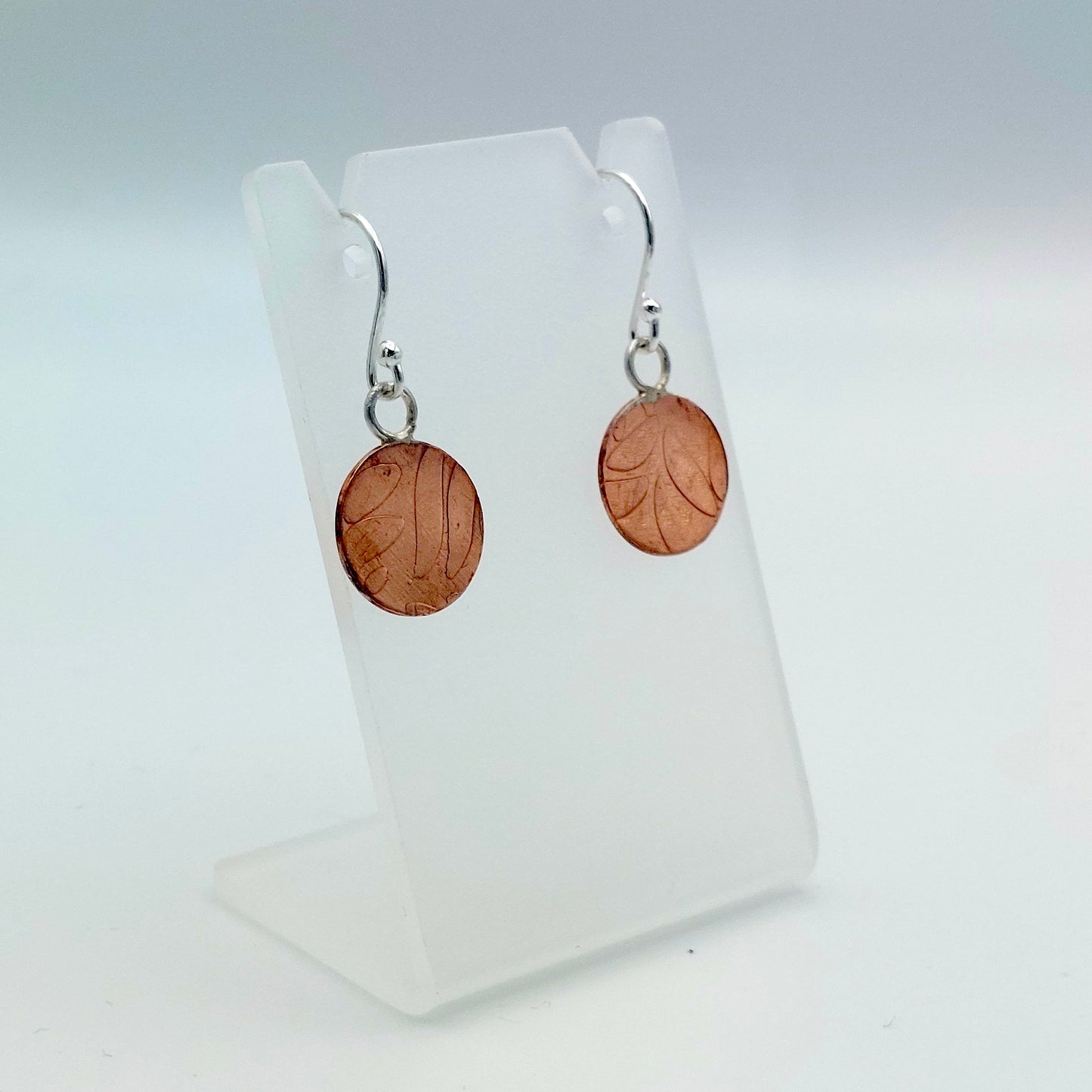 Leaf Textured Copper Earrings