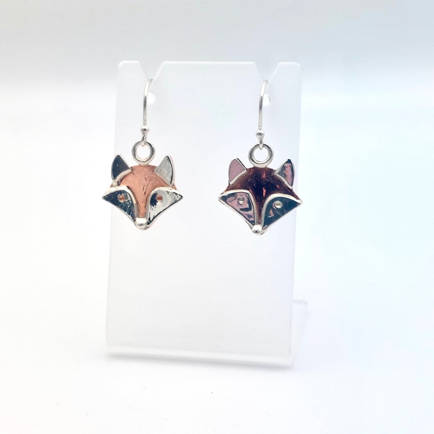Fox Earrings - Copper & Sterling Silver