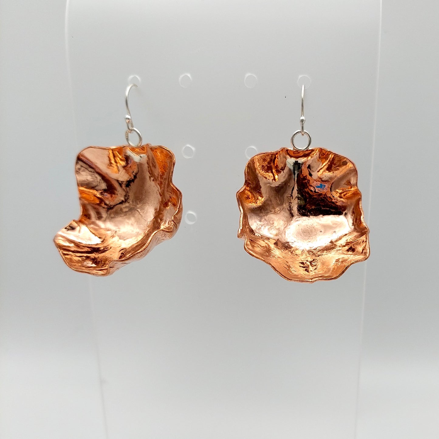 Large Abstract Copper Earrings