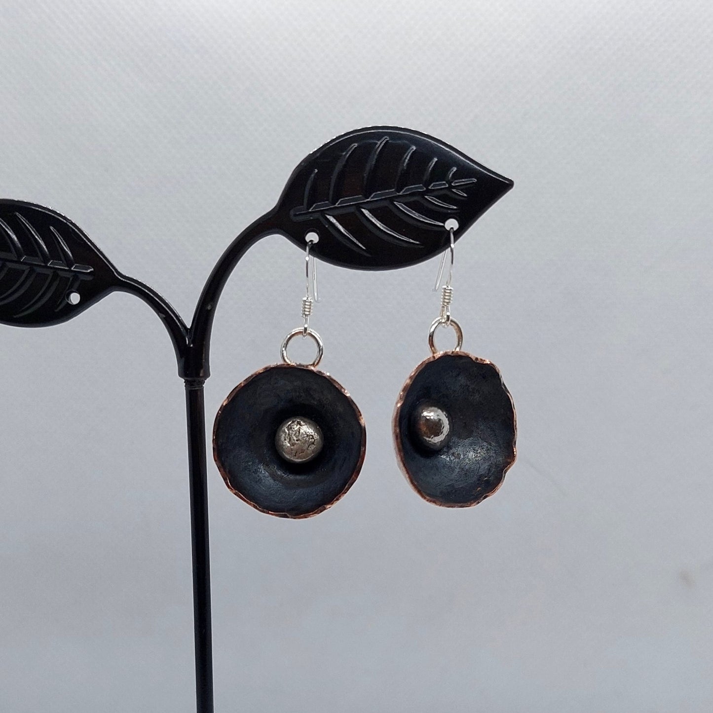 Statement Copper Earrings - Sterling Silver Wires