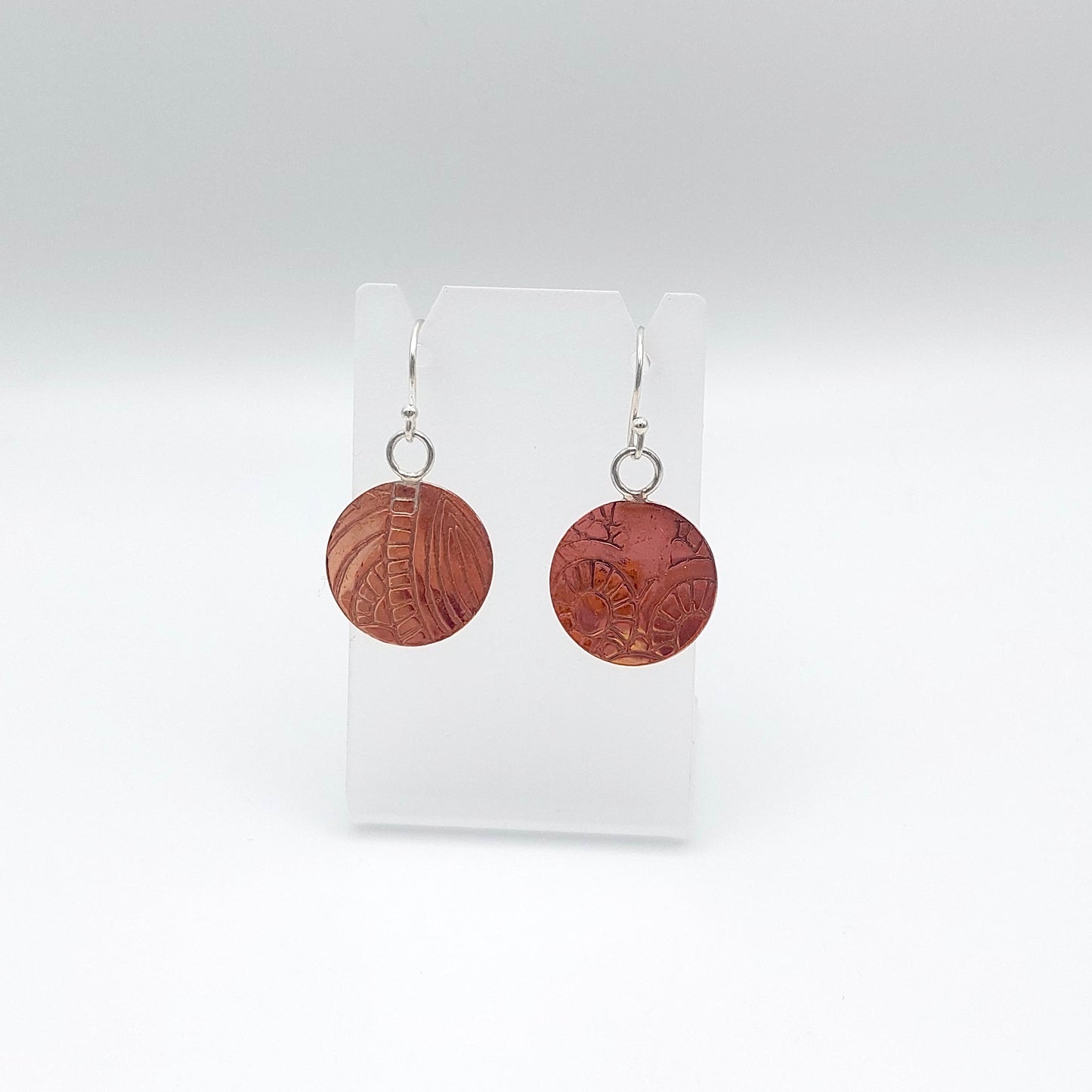 Mandala Textured Copper Earrings