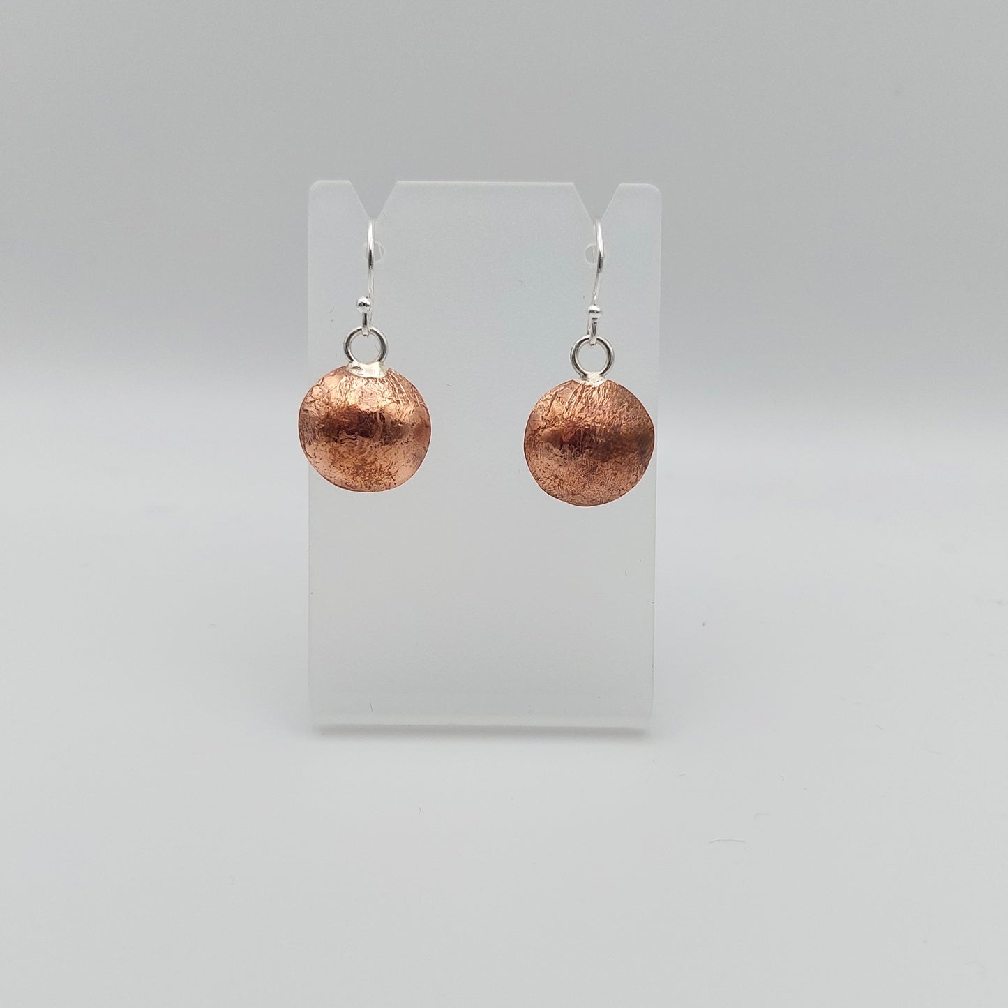 Domed and Textured Copper Earrings
