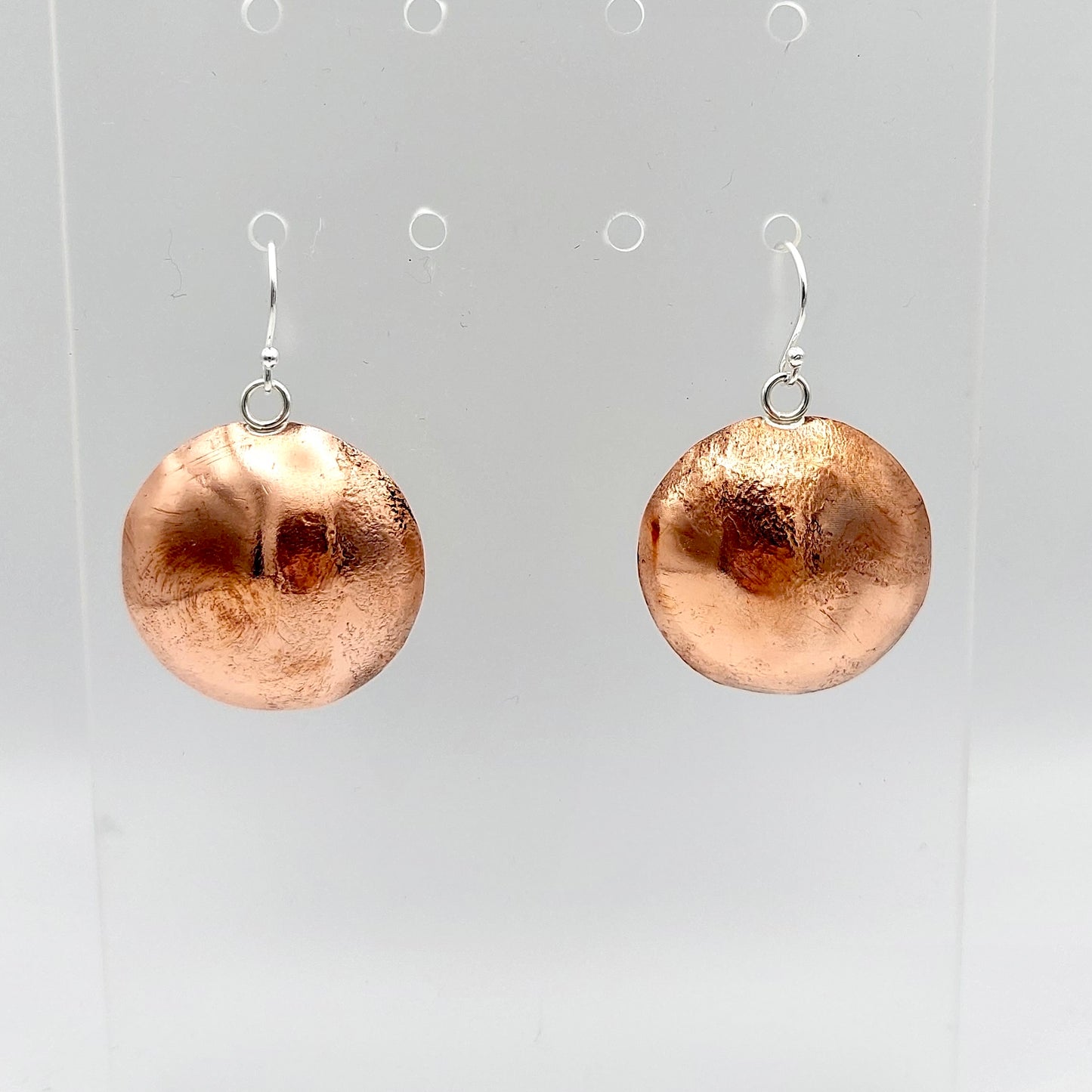 Domed Copper Planet Earrings