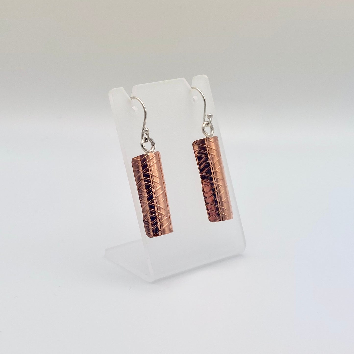 Chevron Textured & Curved Copper Earrings