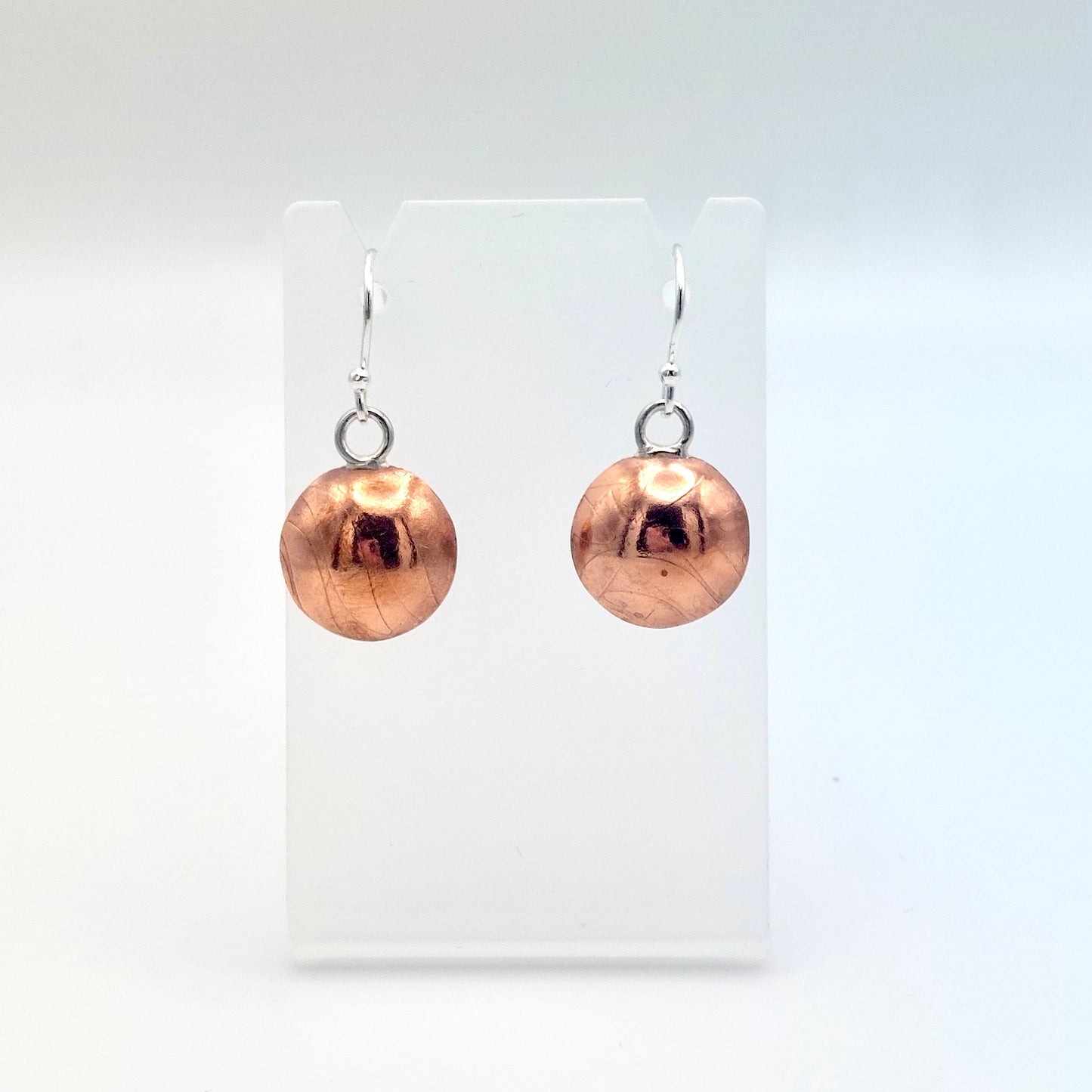 Domed Floral Pattern Copper Earrings