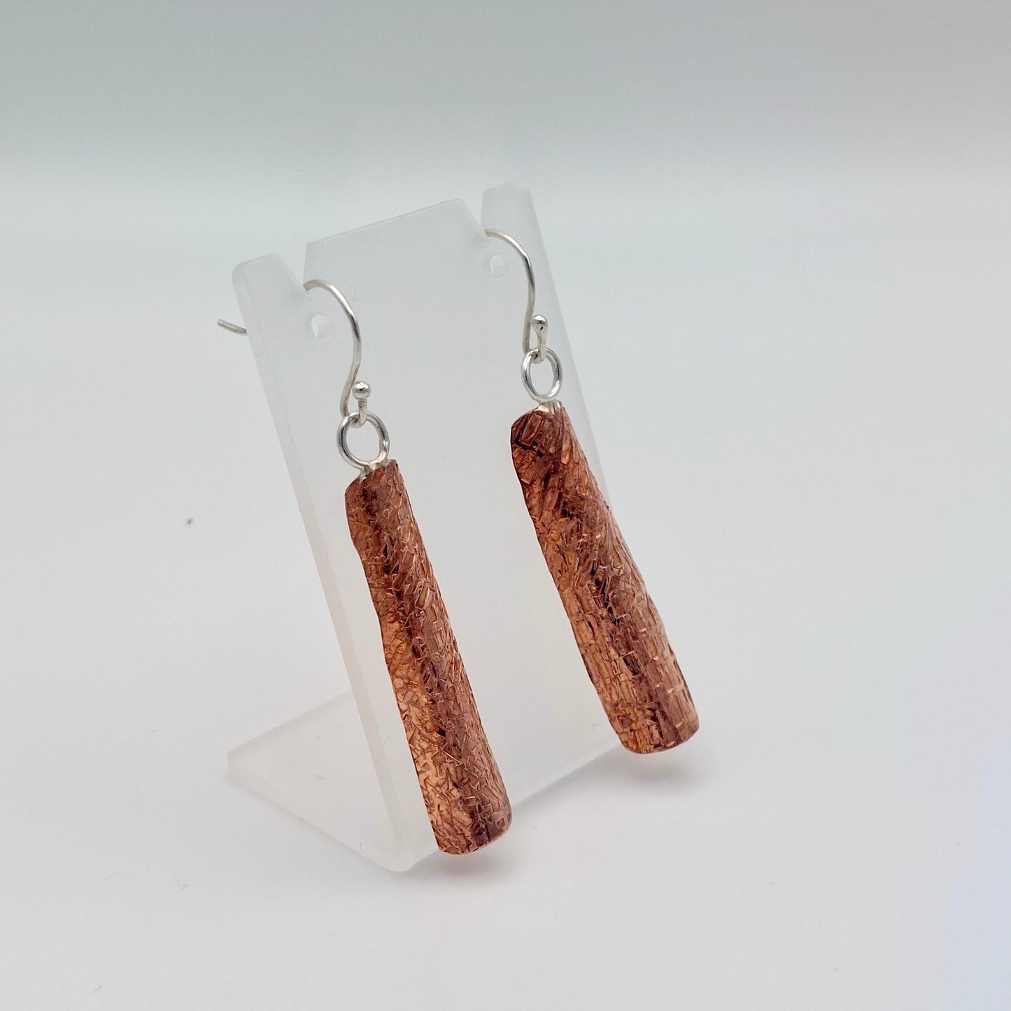 Curved and Textured Copper Earrings