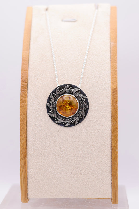 Sterling Silver and Amber Pendant