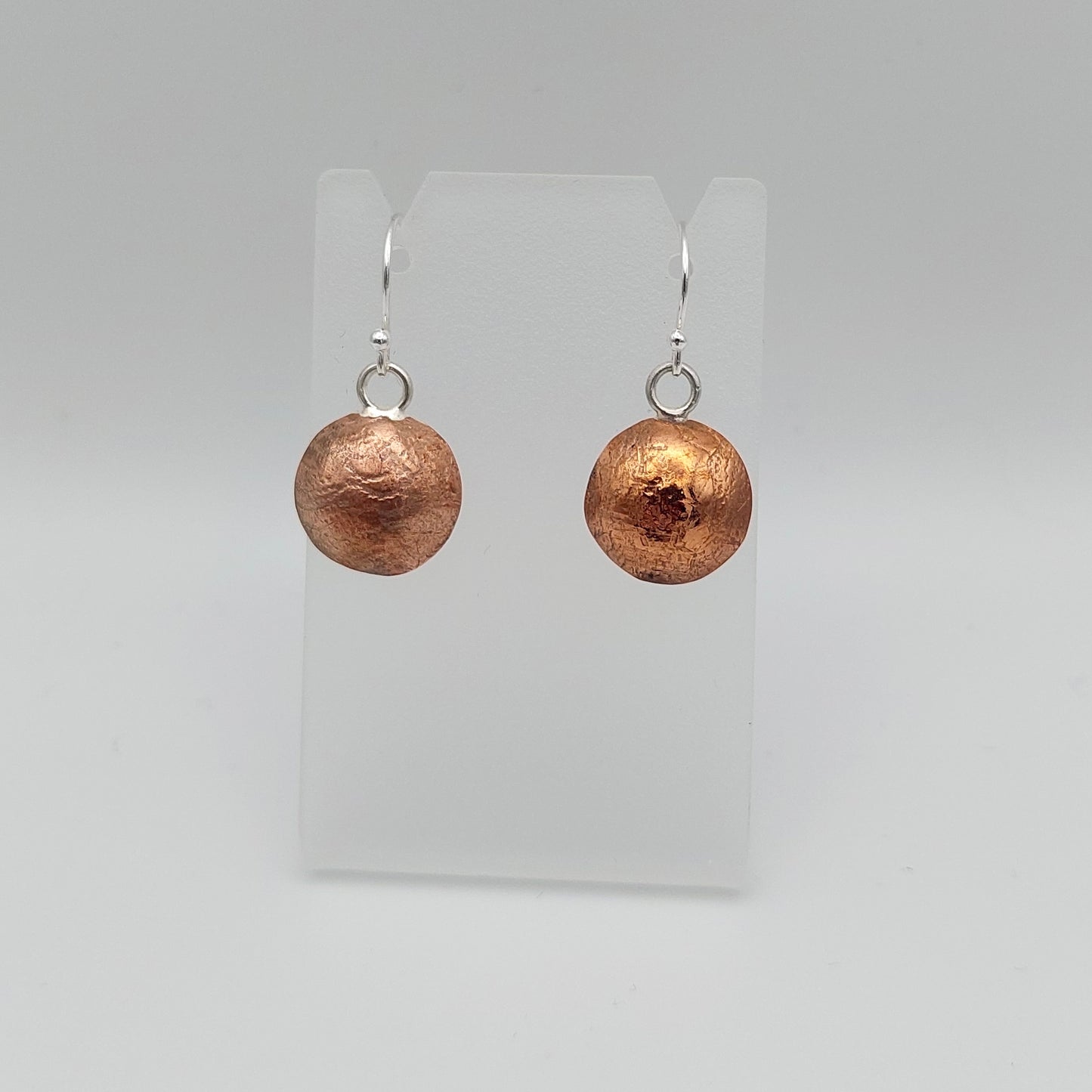 Domed Abstract Texture Copper Earrings