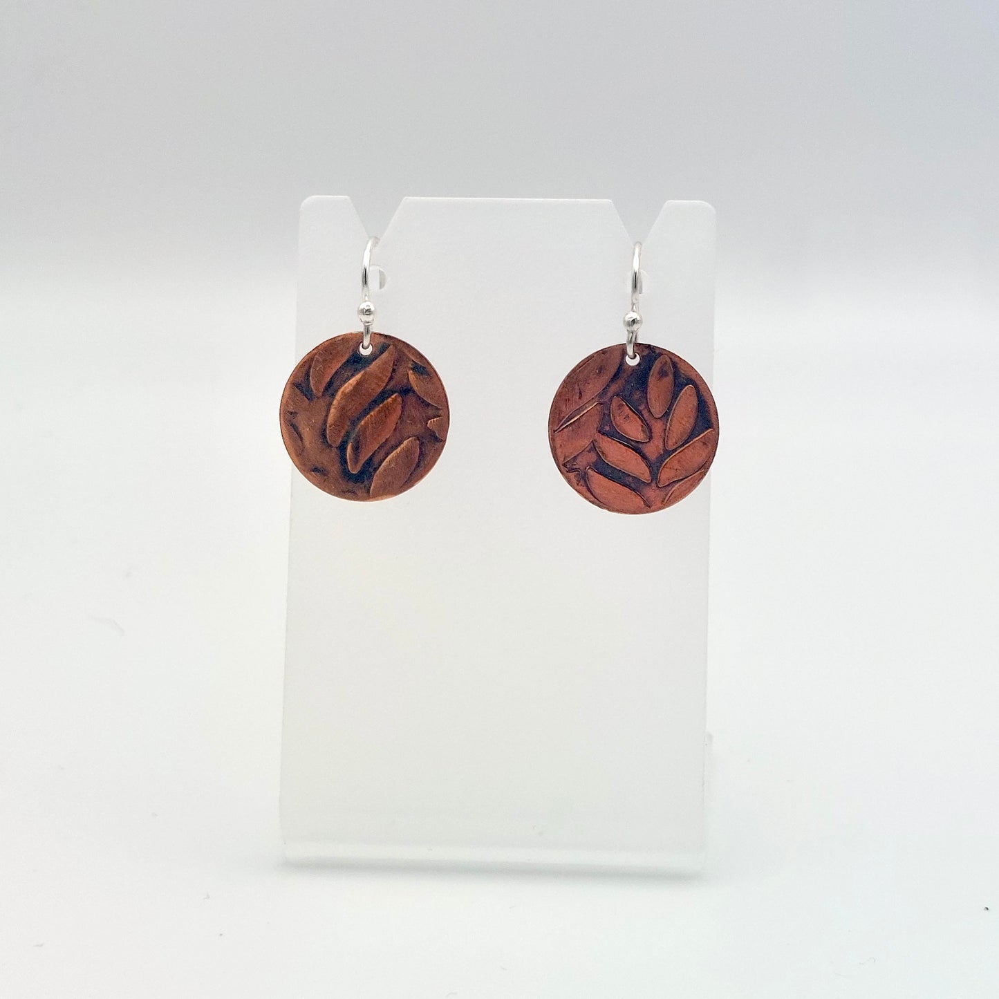 Leaf Textured & Oxidised Copper Earrings