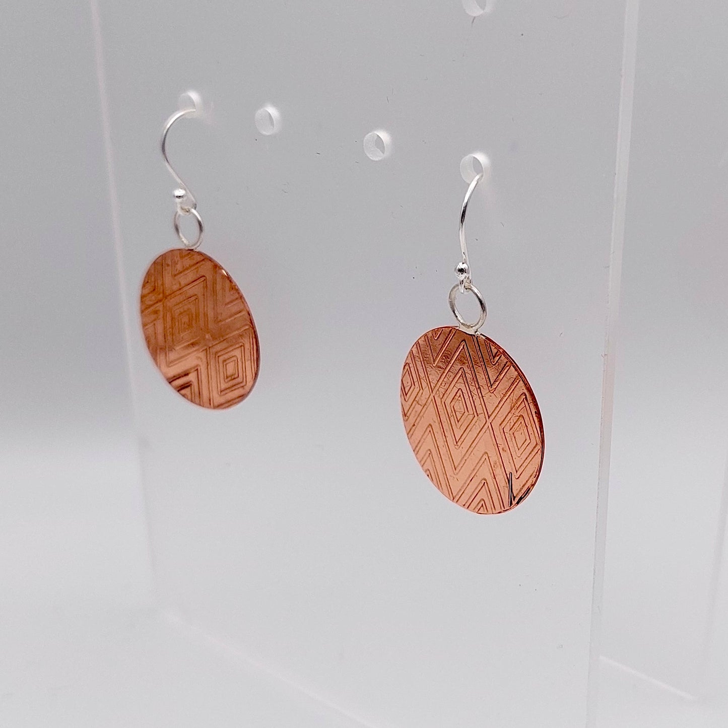 Asymmetric Chevron Copper Earrings
