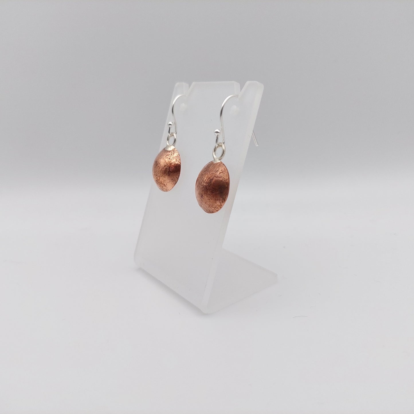 Domed and Textured Copper Earrings