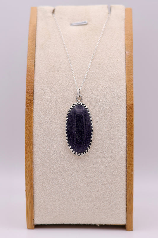 Sterling Silver Blue Goldstone Pendant