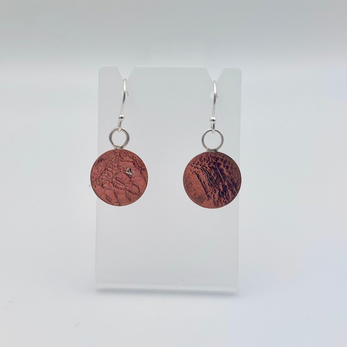 Snakeskin Style Textured Copper Earrings