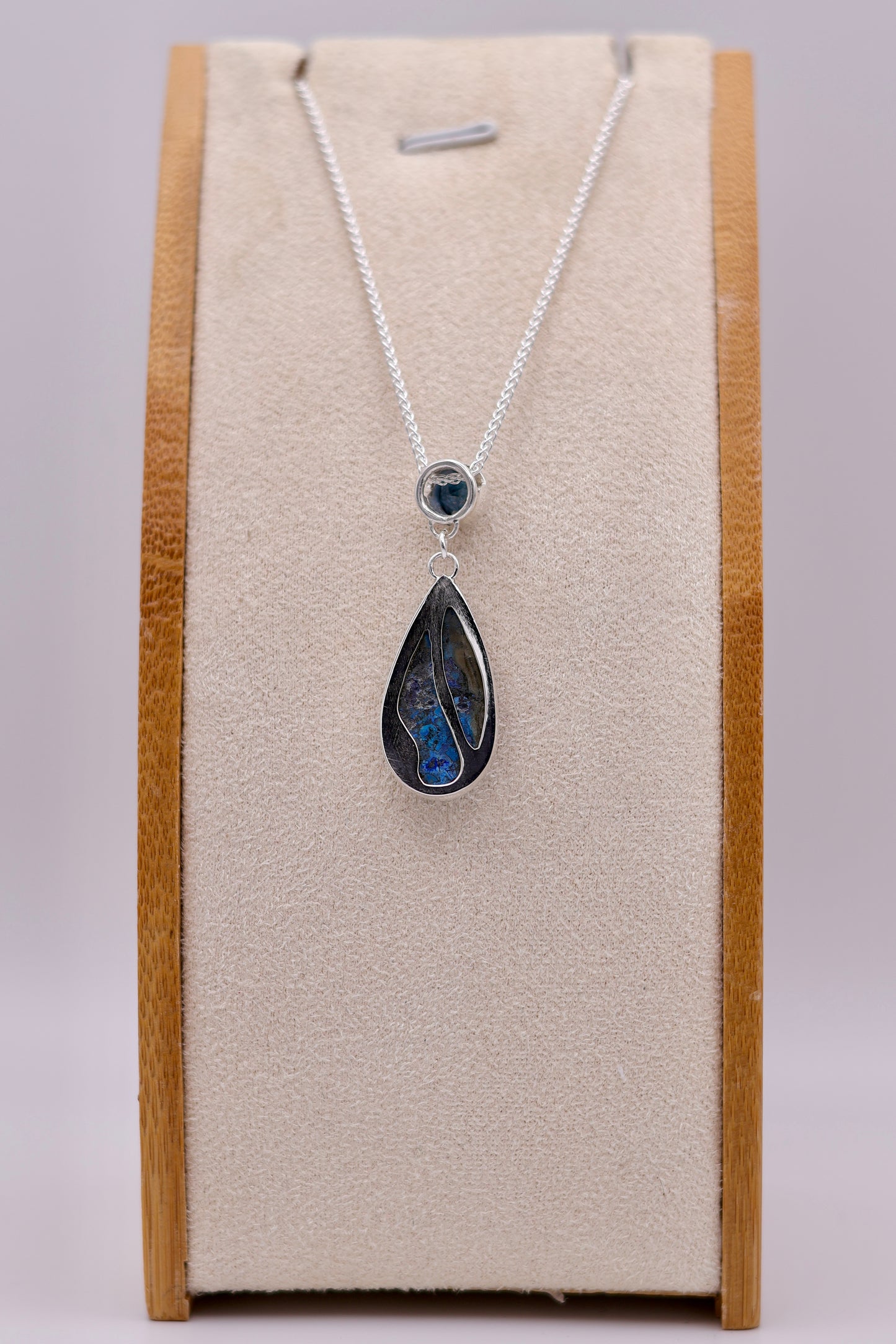 Sterling Silver London Blue Topaz and Malachite Pendant