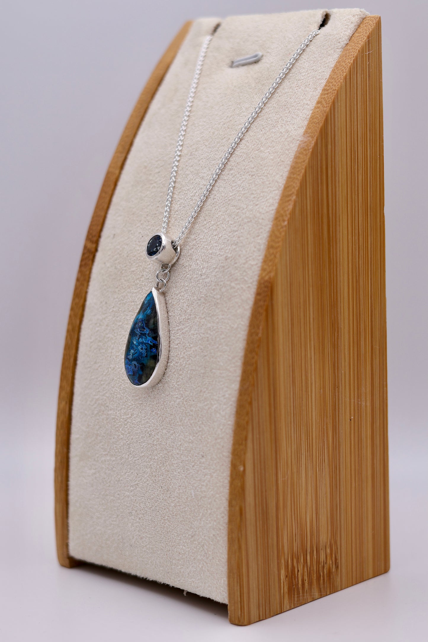 Sterling Silver London Blue Topaz and Malachite Pendant
