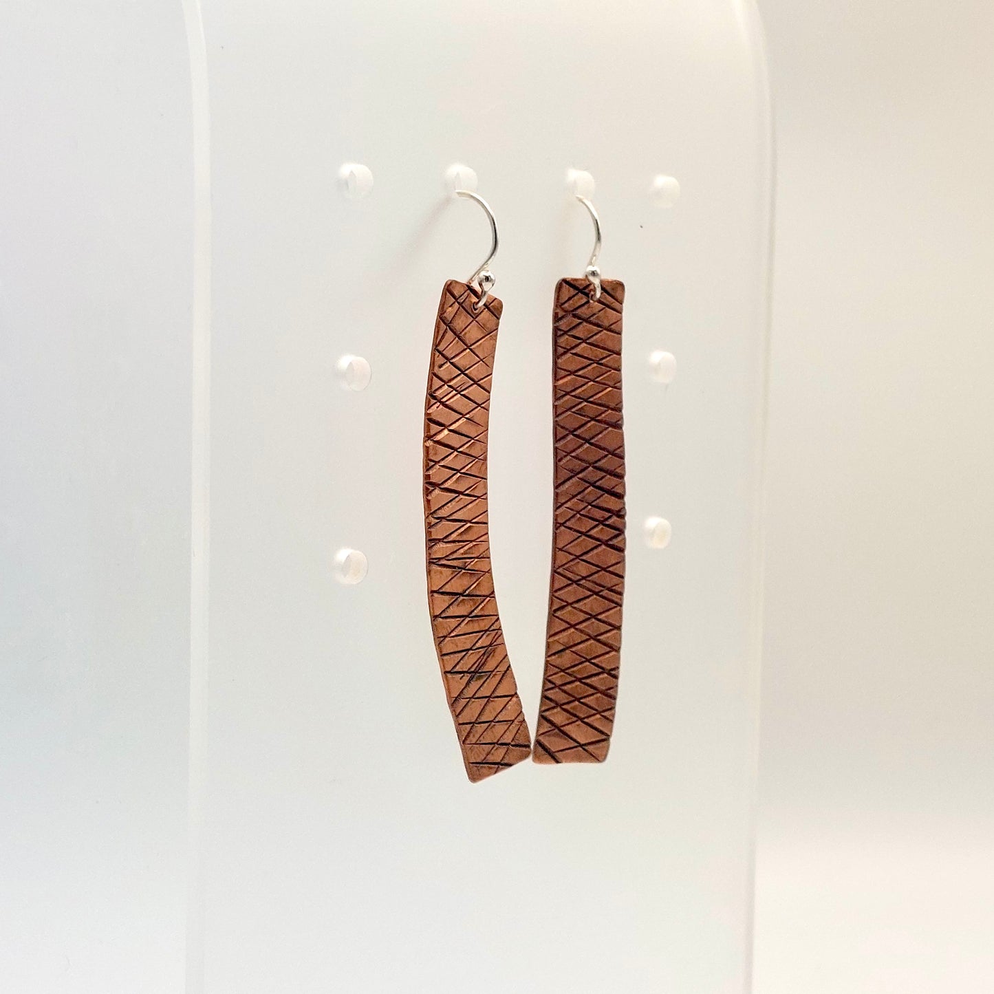 Criss-Cross Pattern Copper Earrings