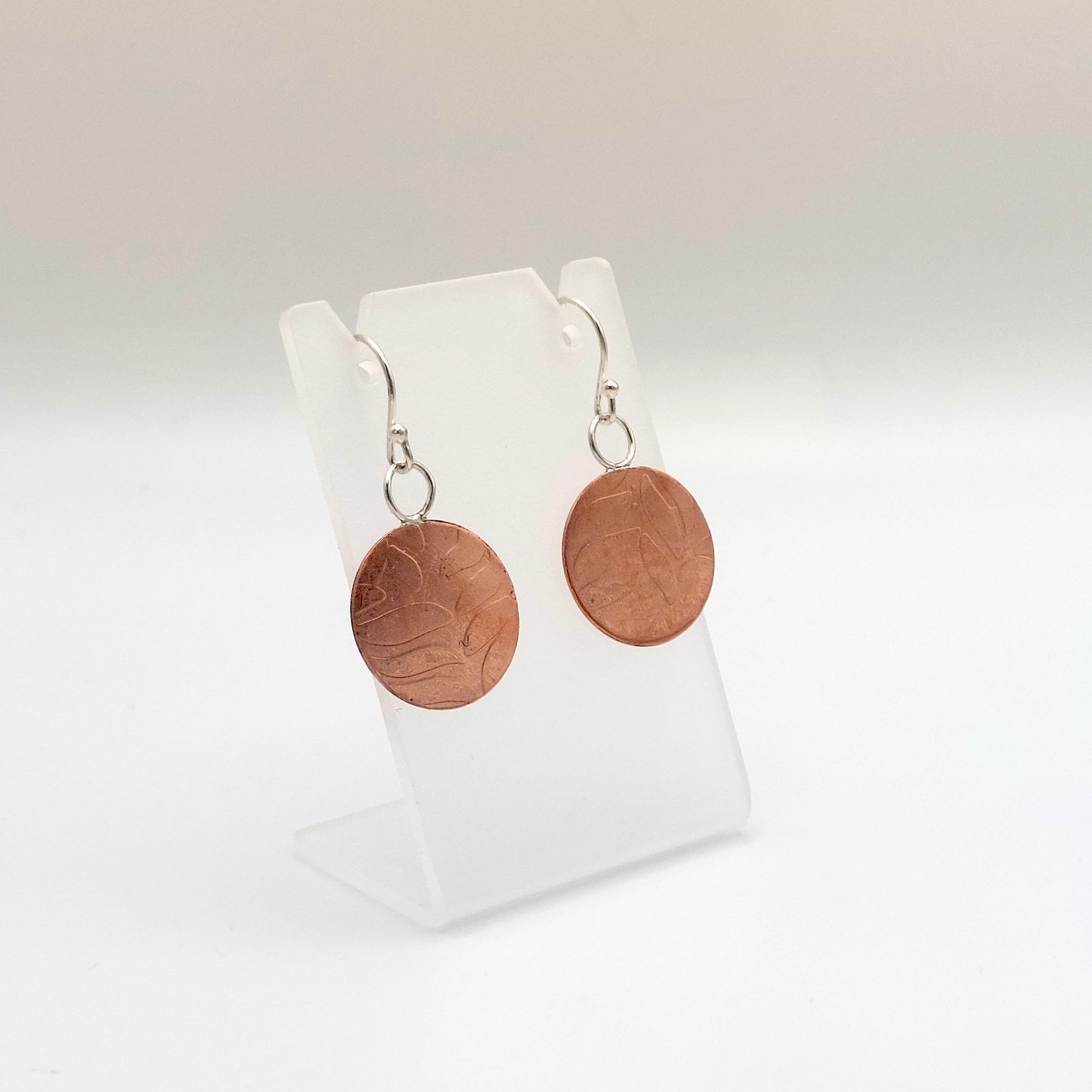 Leaf Textured Copper Earrings
