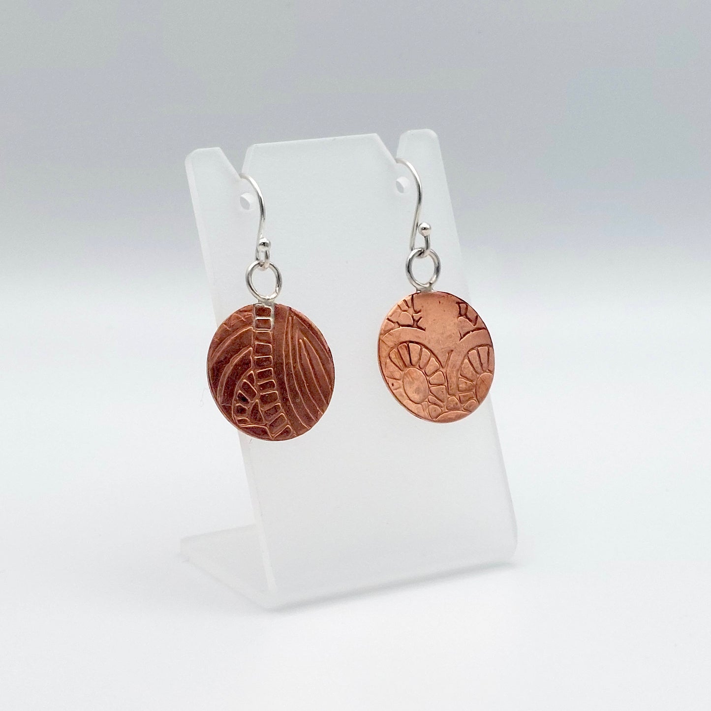 Mandala Textured Copper Earrings