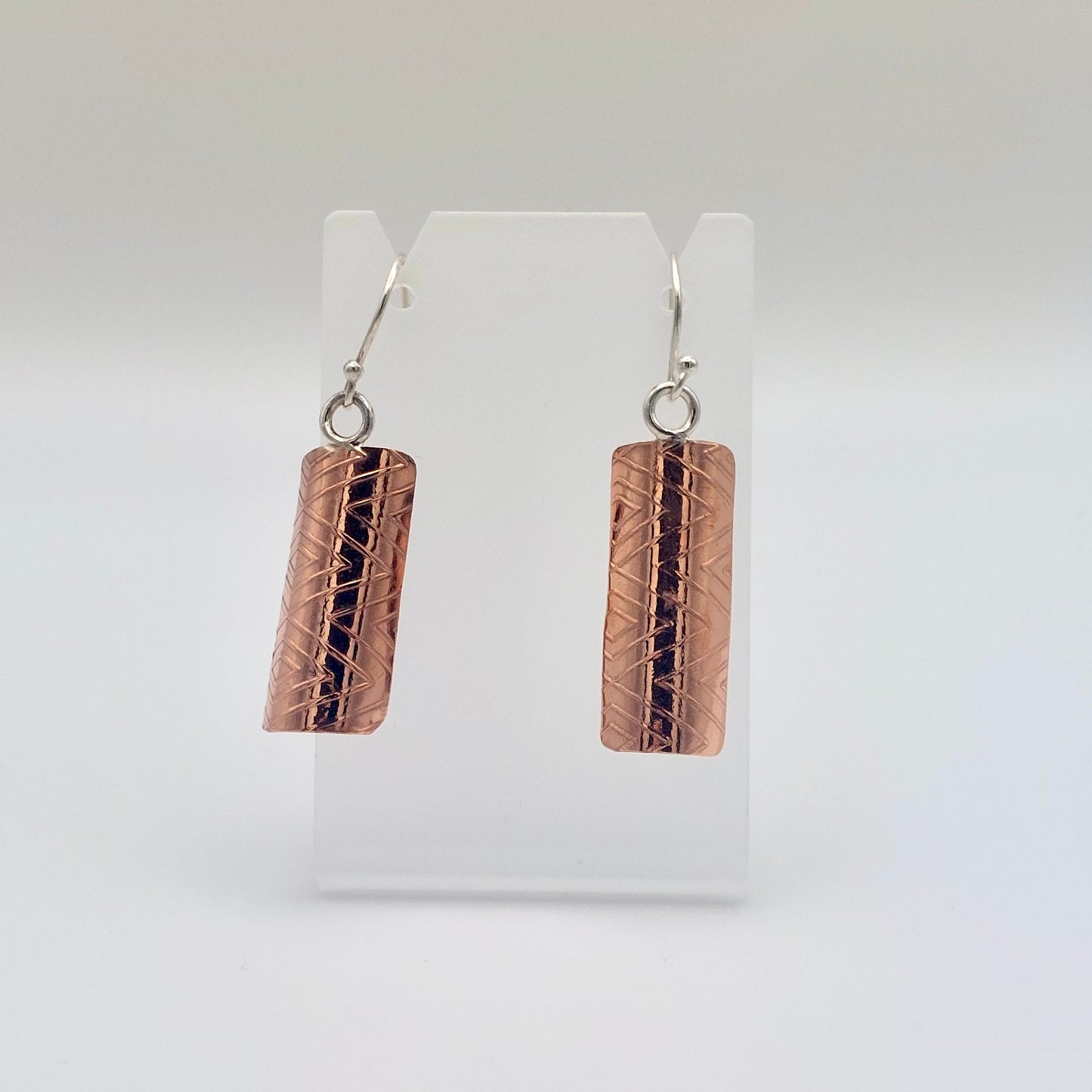 Chevron Textured & Curved Copper Earrings