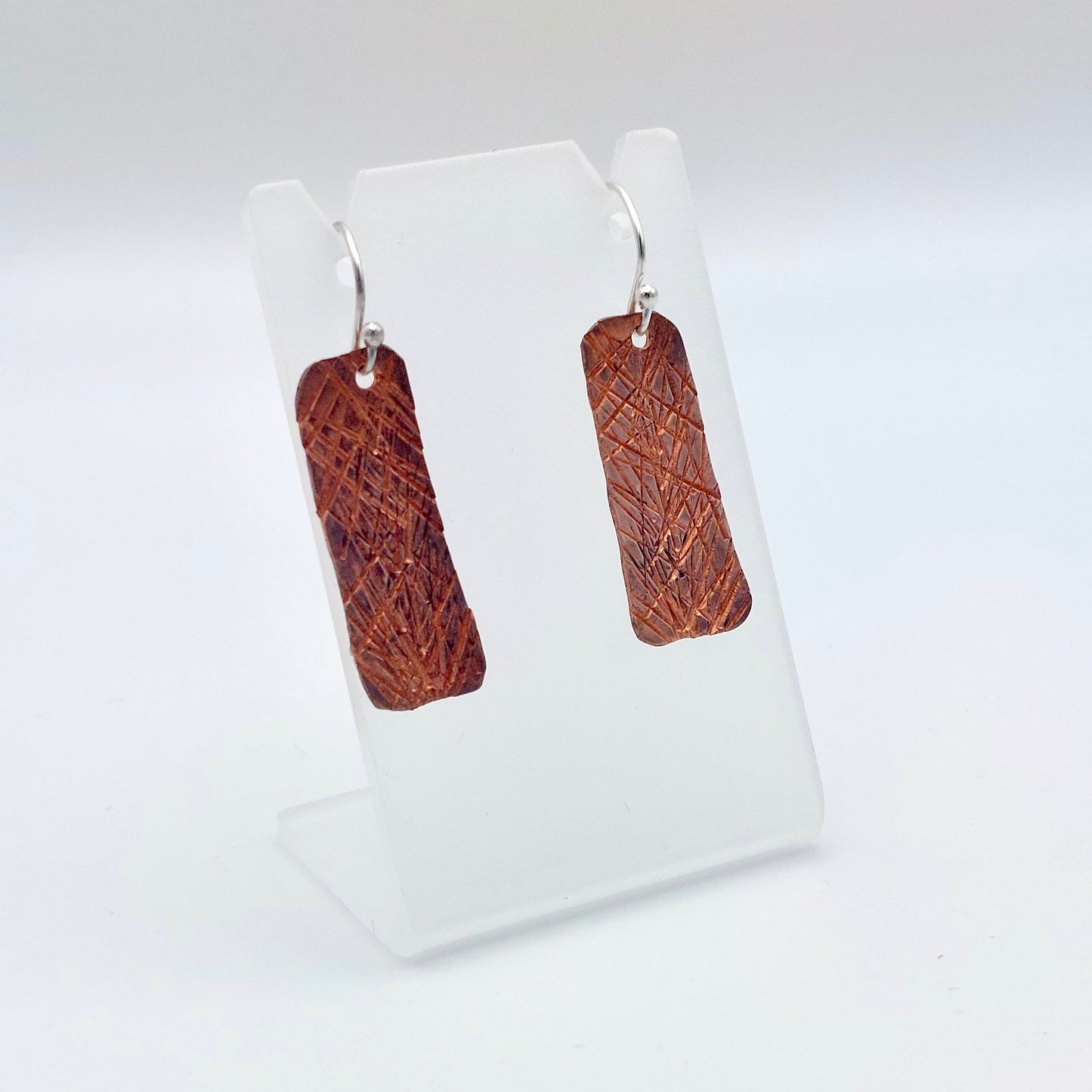 Crosshatch Textured Copper Earrings